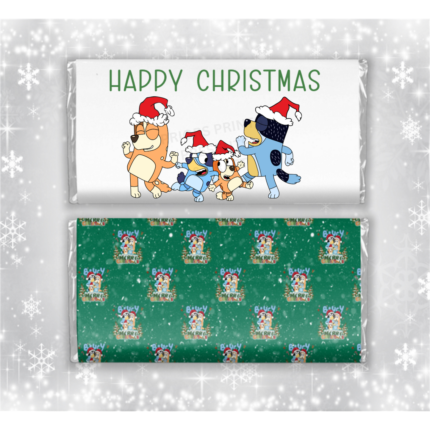 Bluey Christmas Chocolate Bar Wrapper