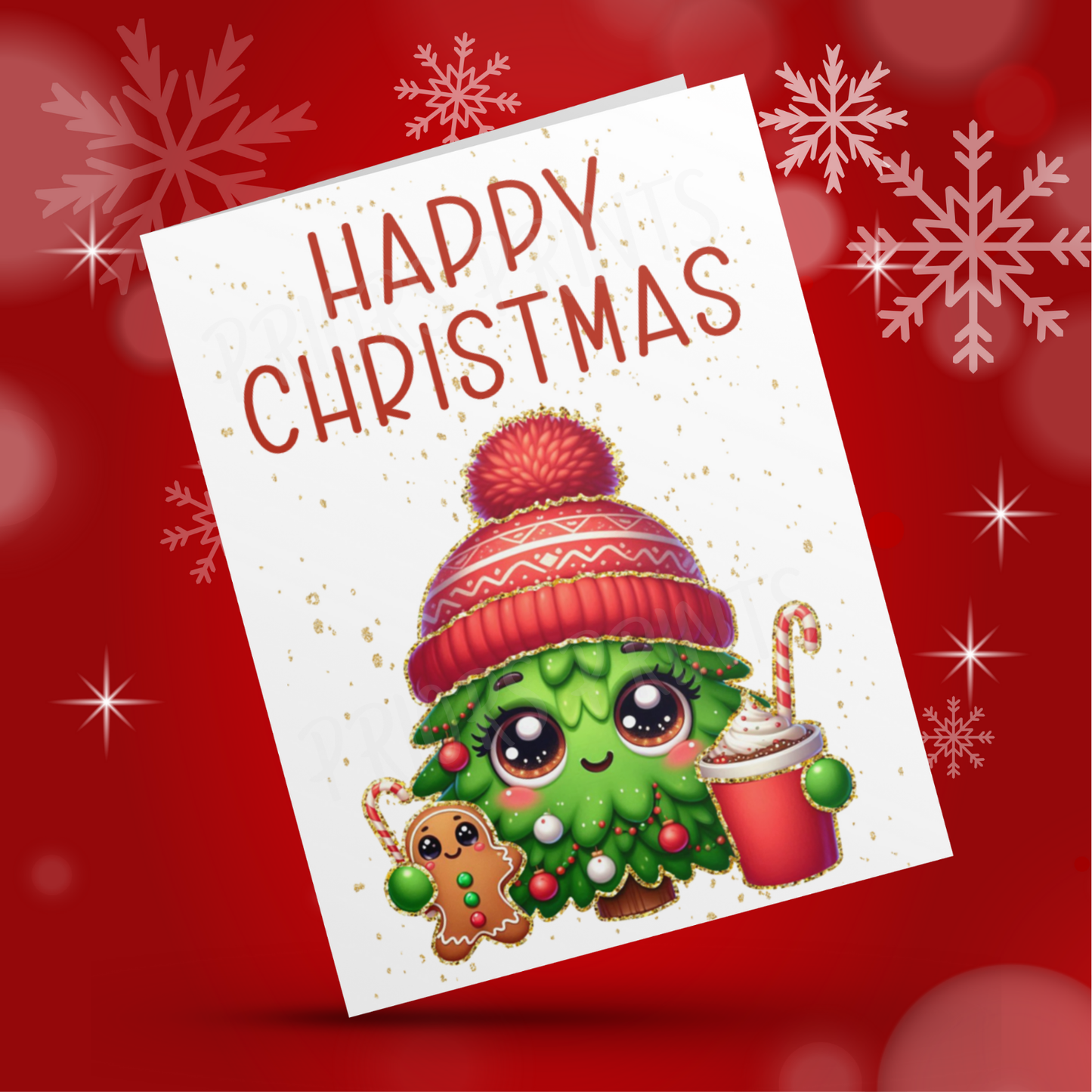 Characters with Gold Outline Christmas Cards
