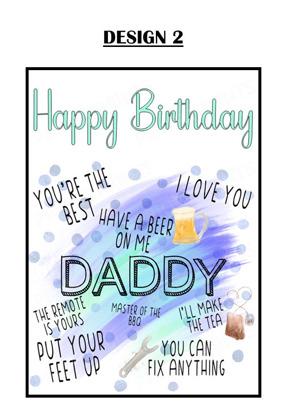 Happy Birthday Dad/Daddy/ Step-Dad