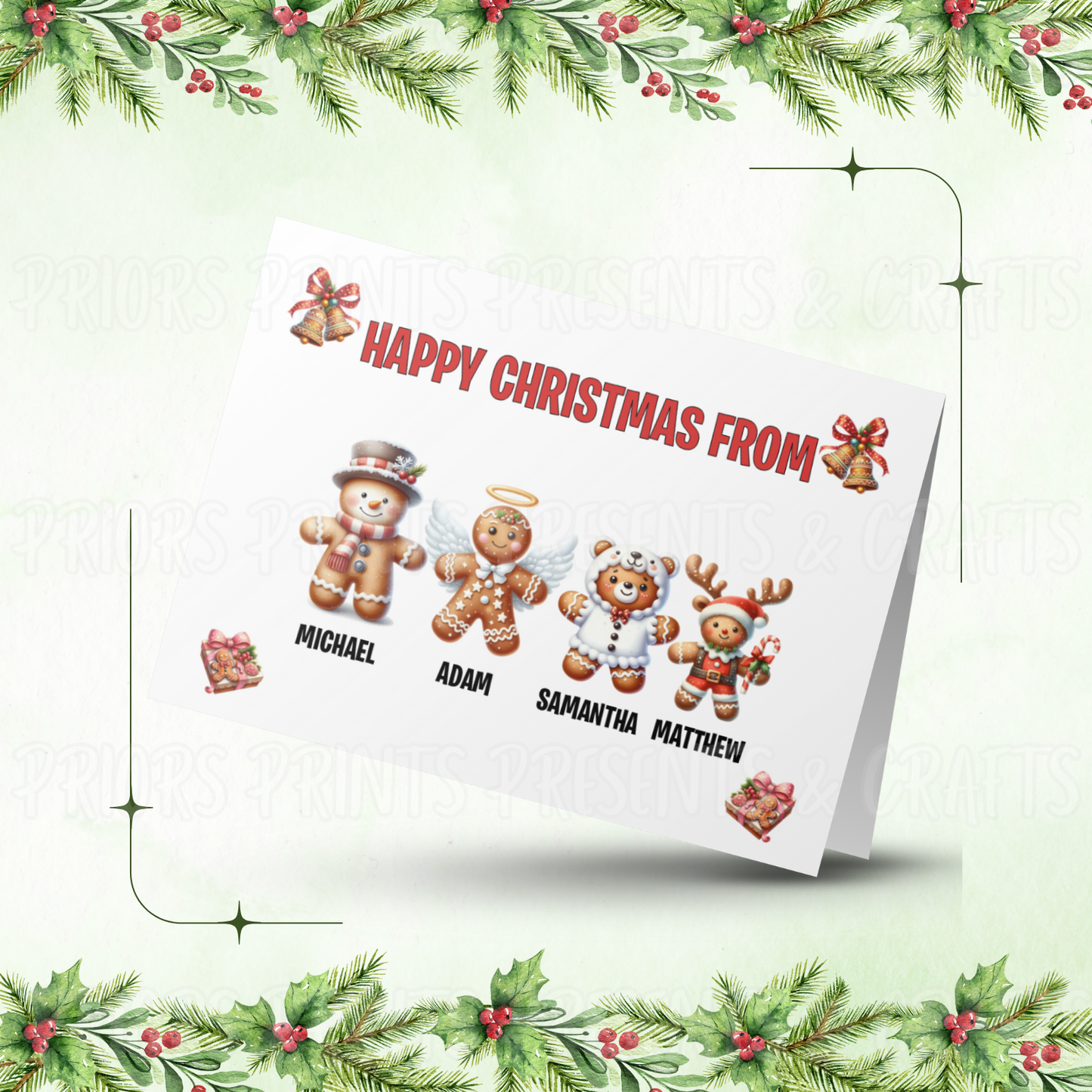 Personalised Gingerbread Family Christmas Card