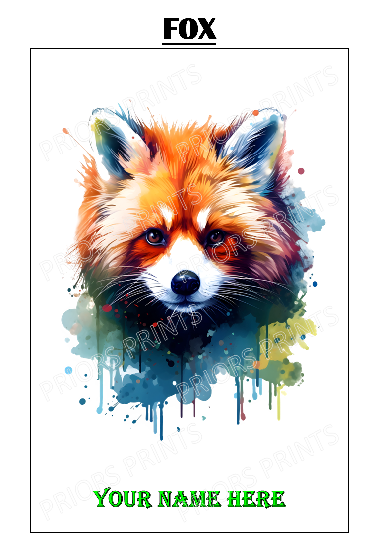 Animal Ink Splash Personalised A4 Name Print