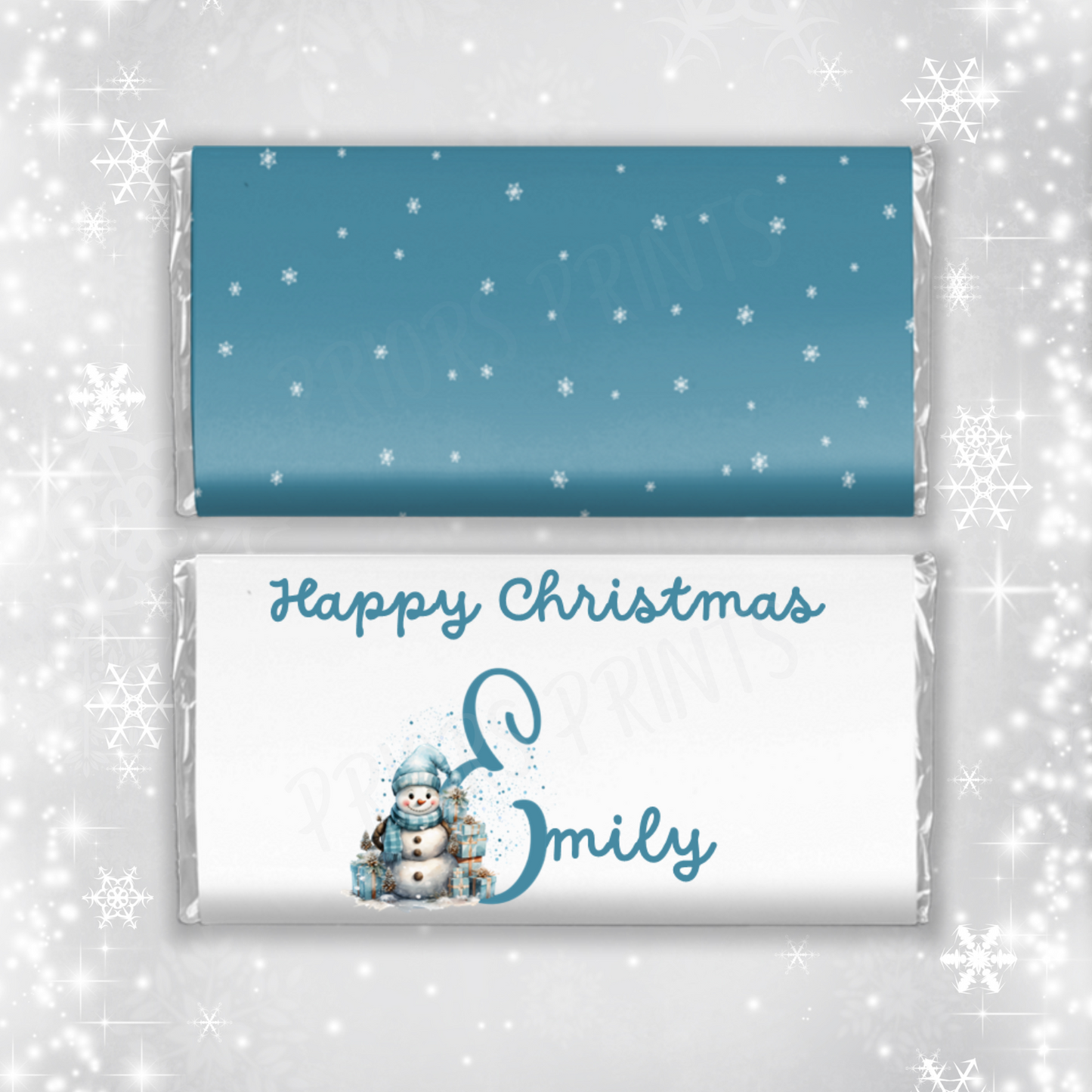 Personalised Snowman Christmas Chocolate Bar Wrapper