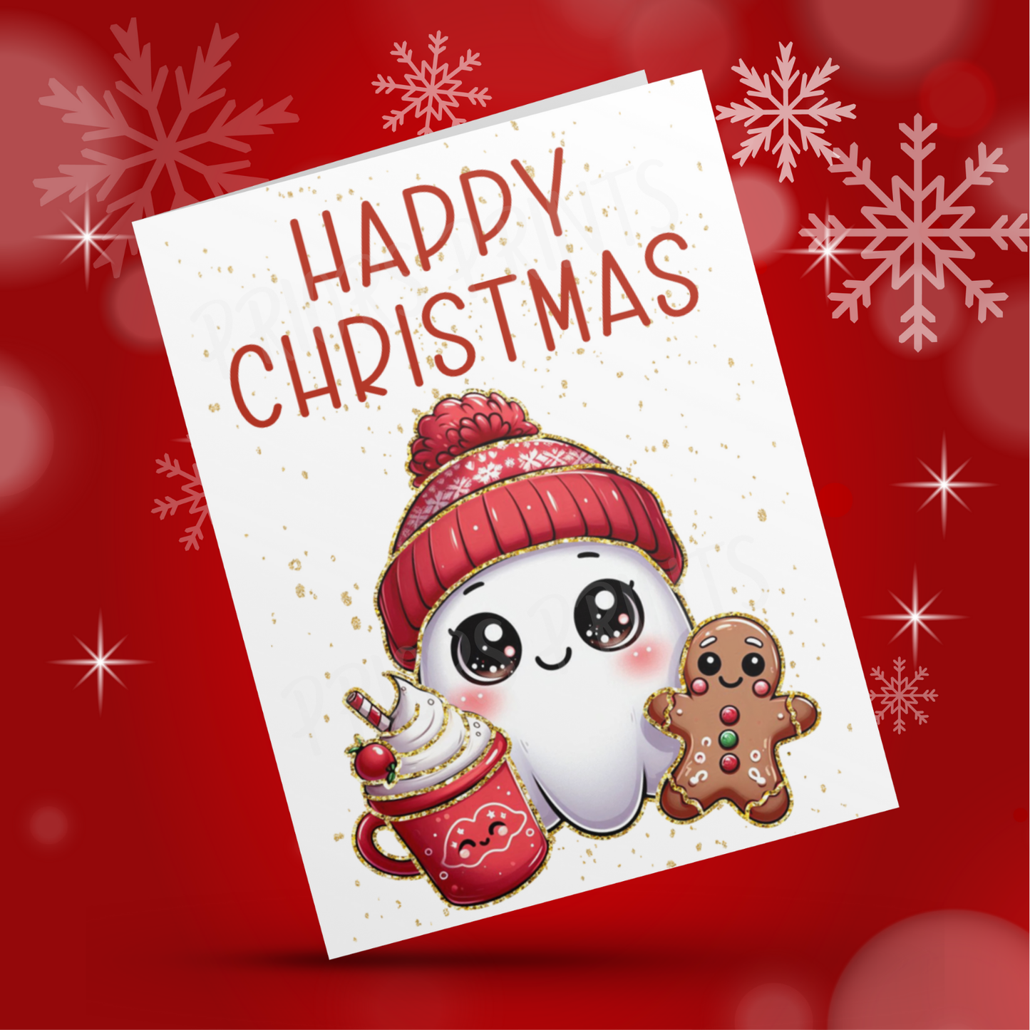 Characters with Gold Outline Christmas Cards