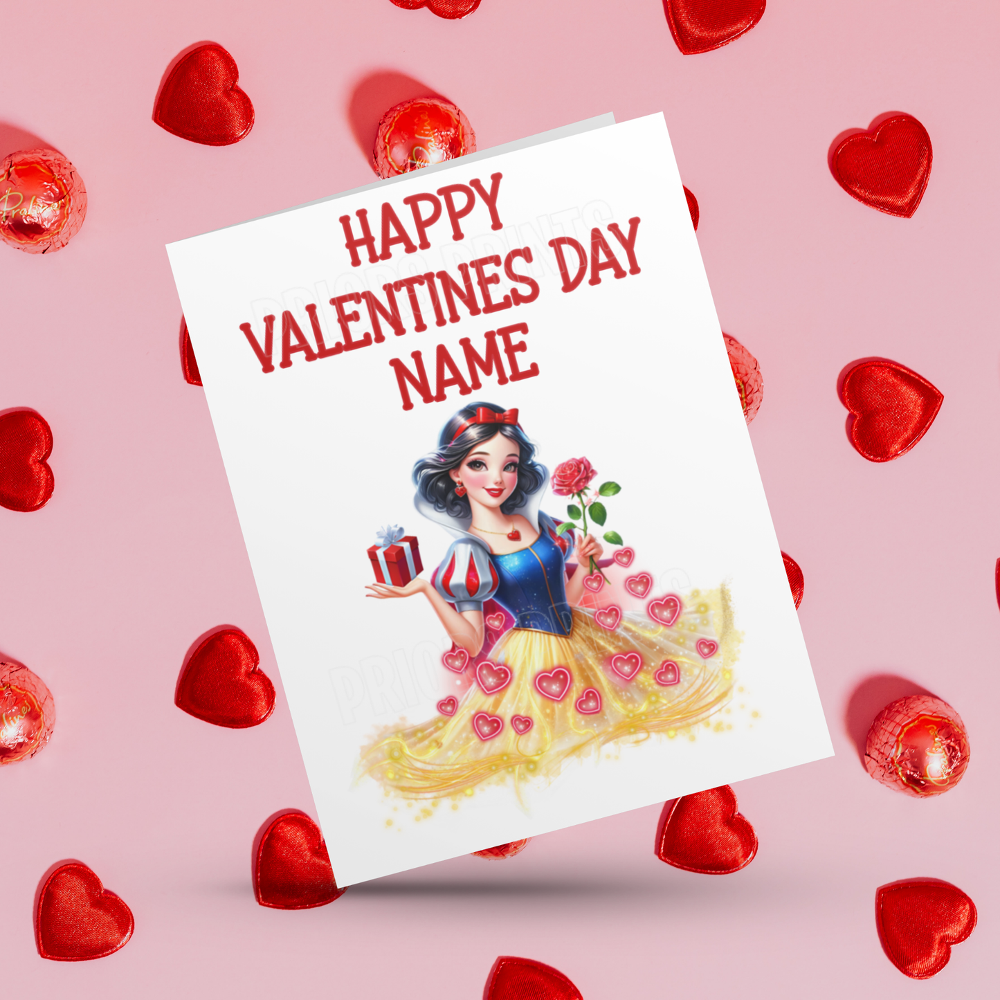 Princess Personalised Valentines Day Card Anna Belle Cinderella Merida Elsa Jasmine Ariel Mulan Rapunzel Snow White Sleeping Beauty