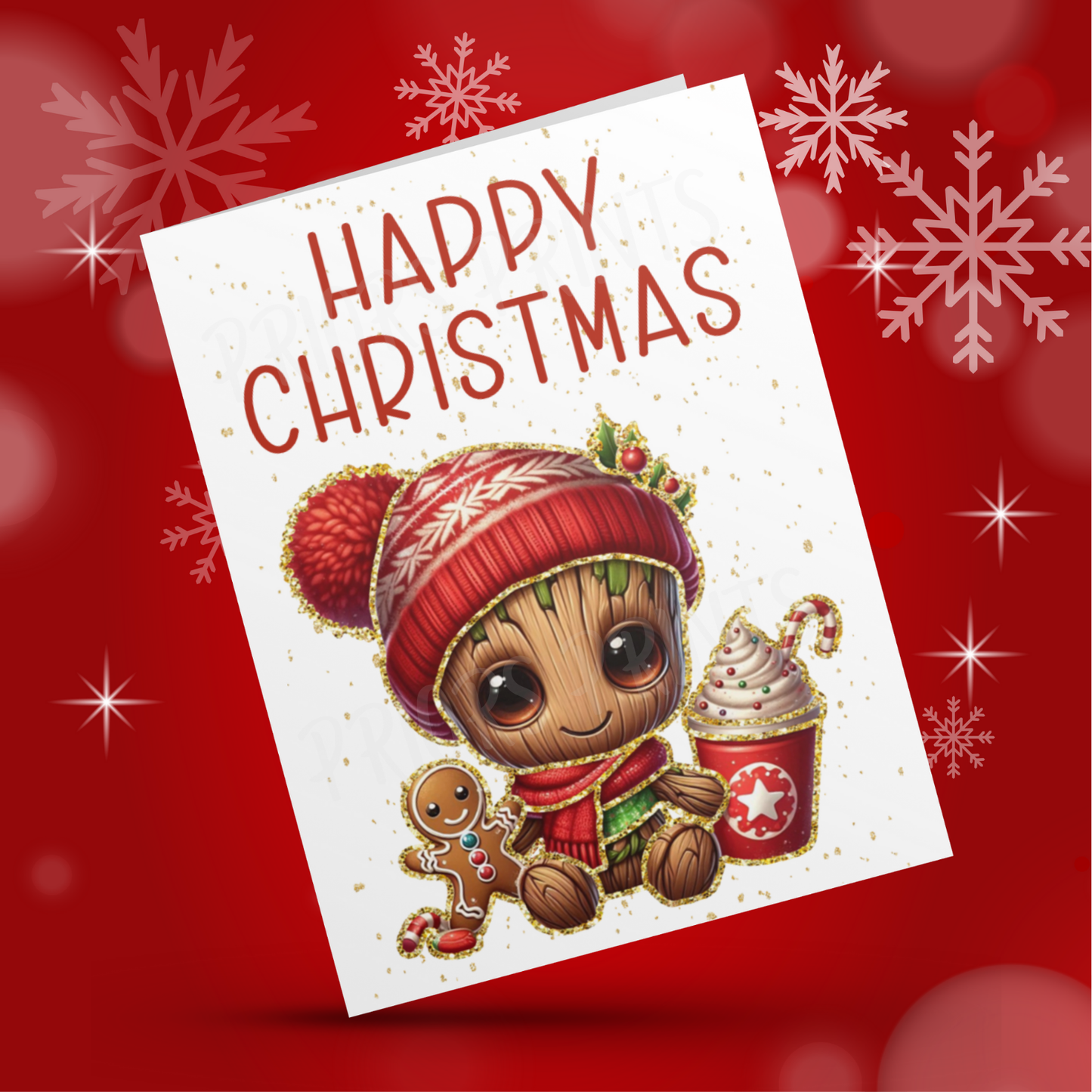 Characters with Gold Outline Christmas Cards