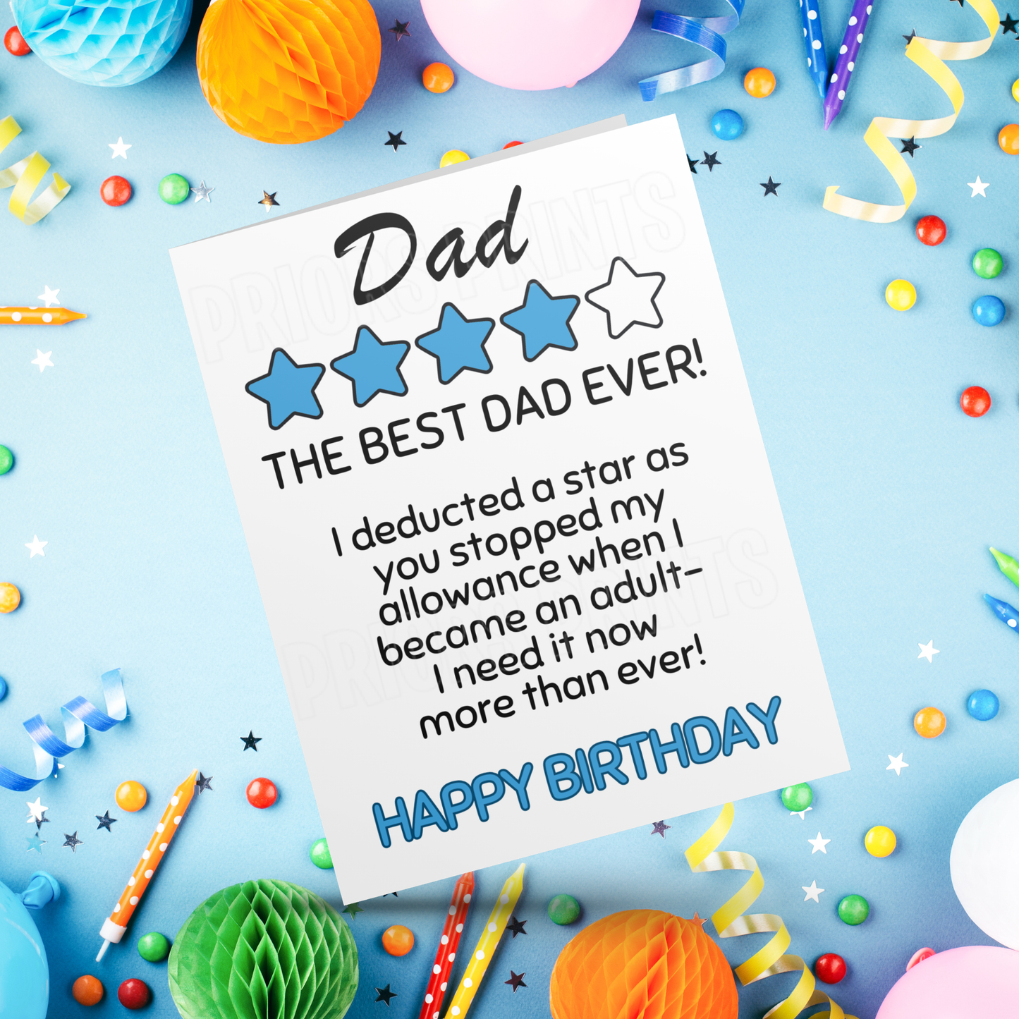 Funny 5 Star Funny Birthday Card for Dad
