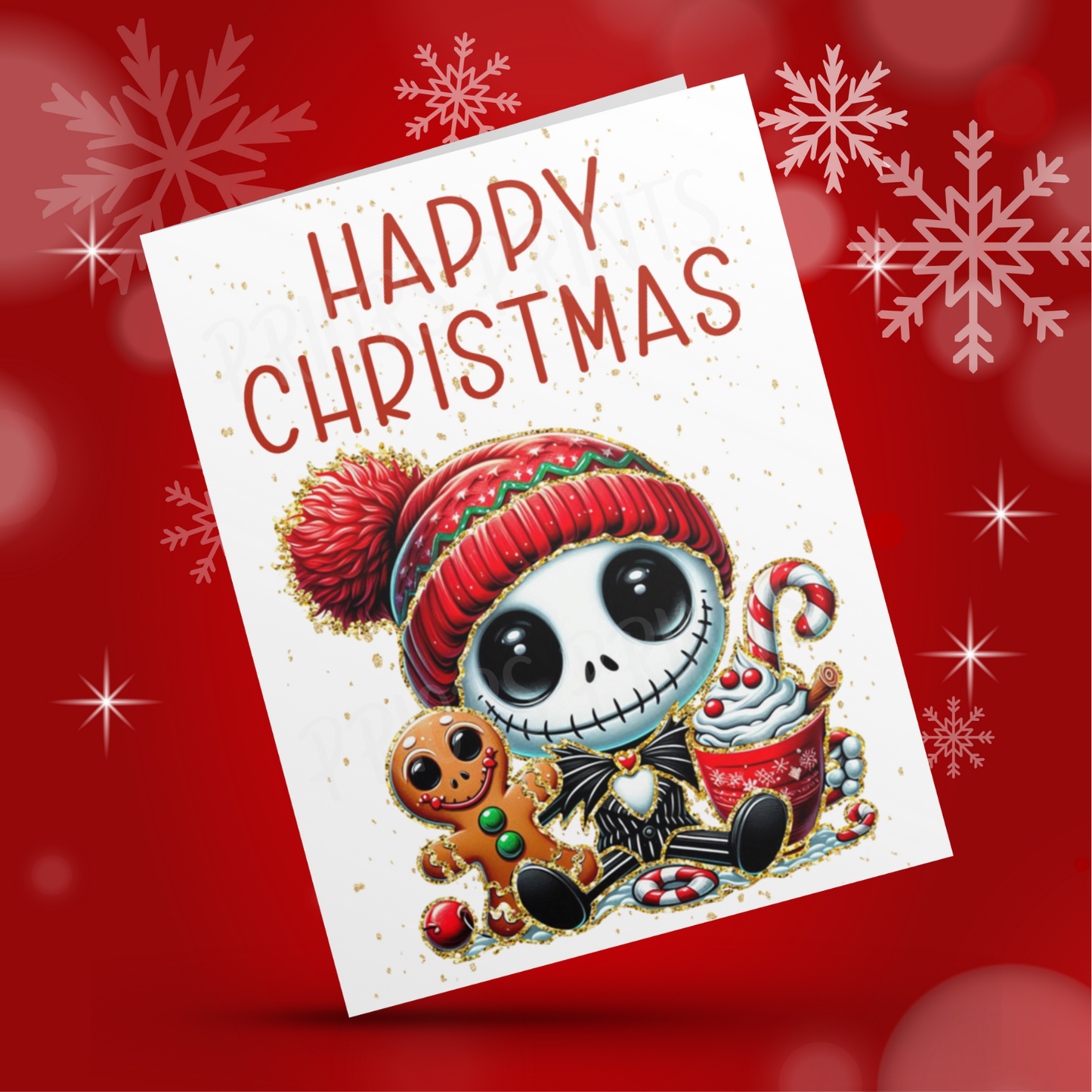 Characters with Gold Outline Christmas Cards
