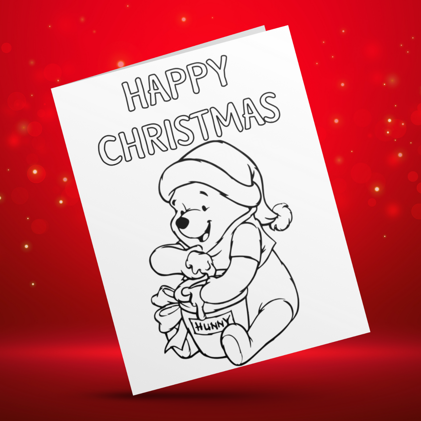 Colour Your Own Winnie The Pooh Christmas Card