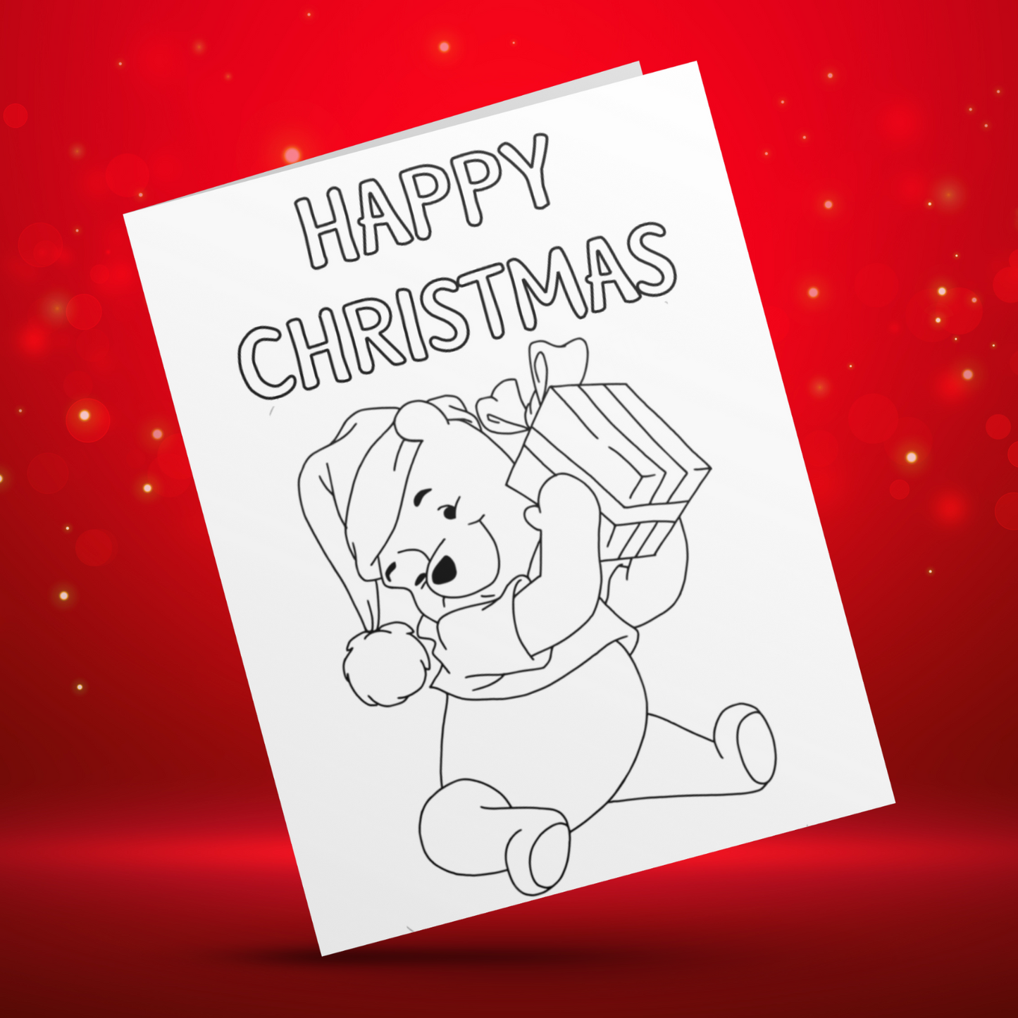 Colour Your Own Winnie The Pooh Christmas Card