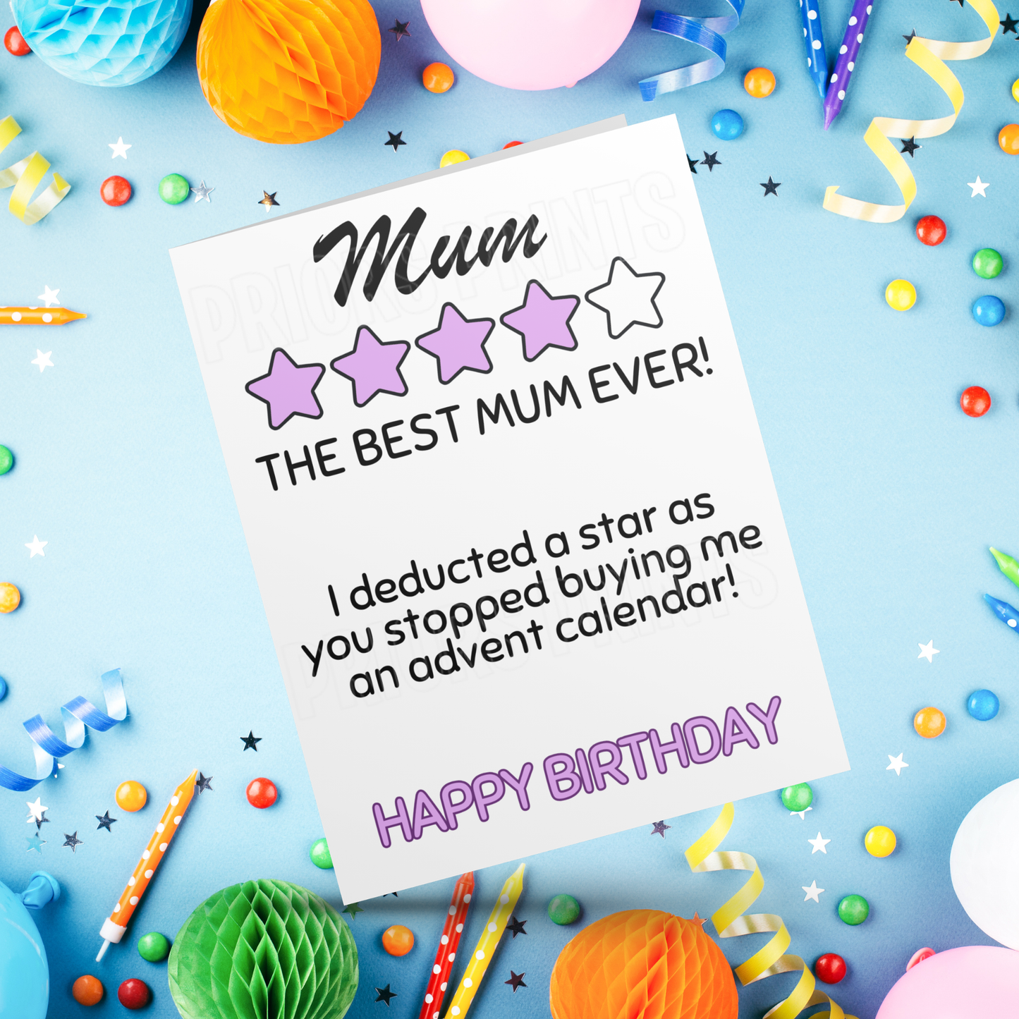 Funny 5 Star Funny Birthday Card for Mum