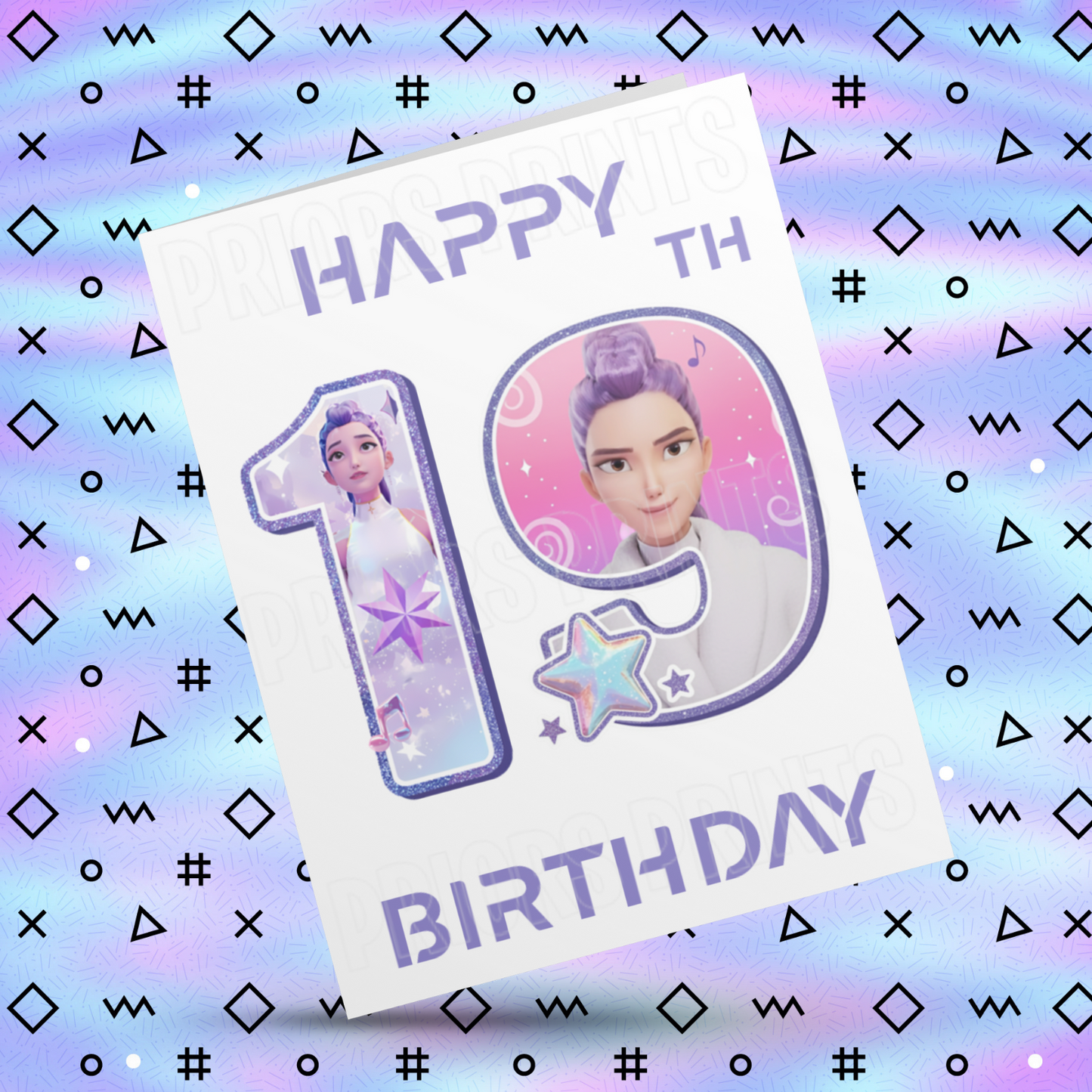Personalised K Pop Demon Hunters Birthday Card with Age 4-19 Years