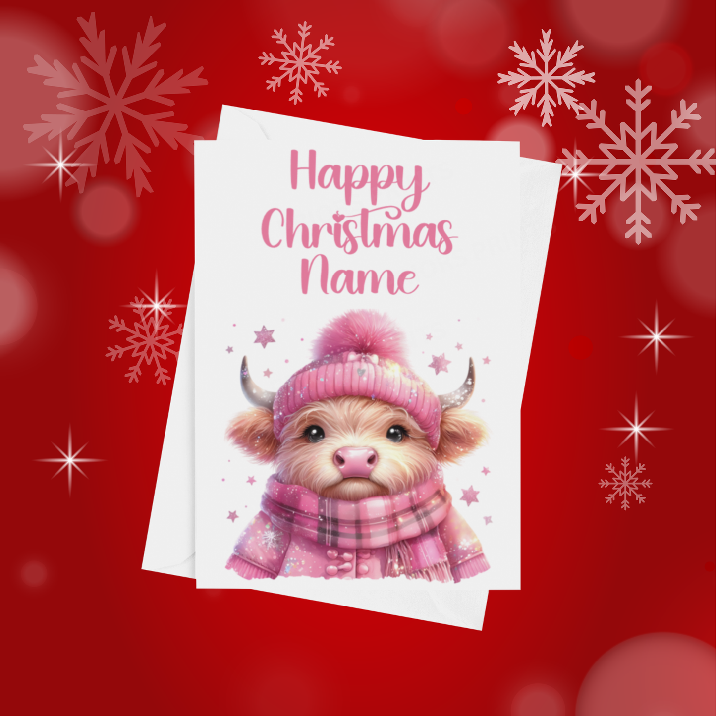 Cute Pink Personalised Christmas Card