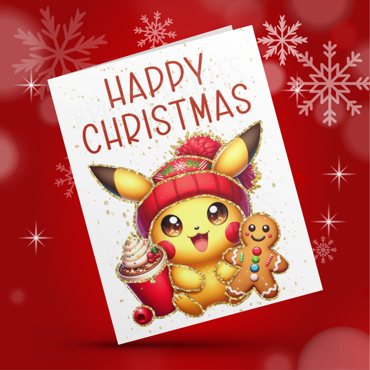 Characters with Gold Outline Christmas Cards
