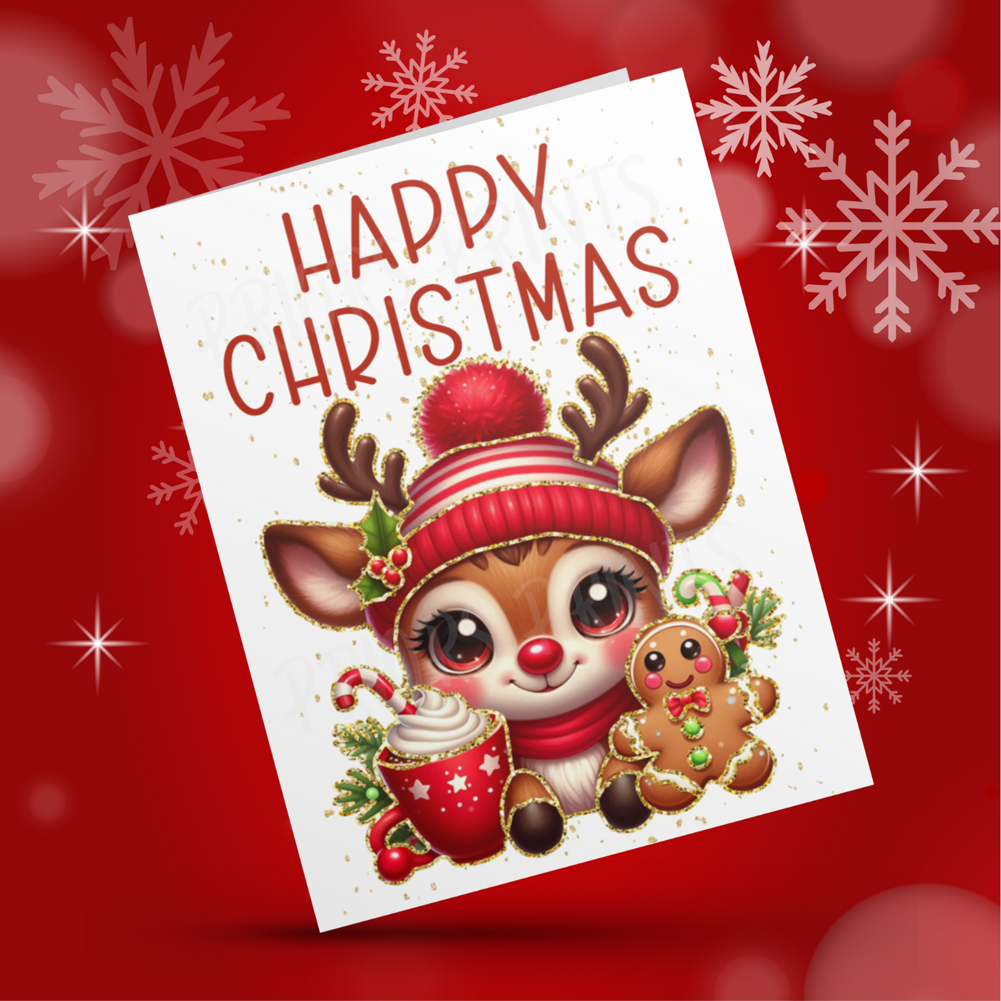 Characters with Gold Outline Christmas Cards