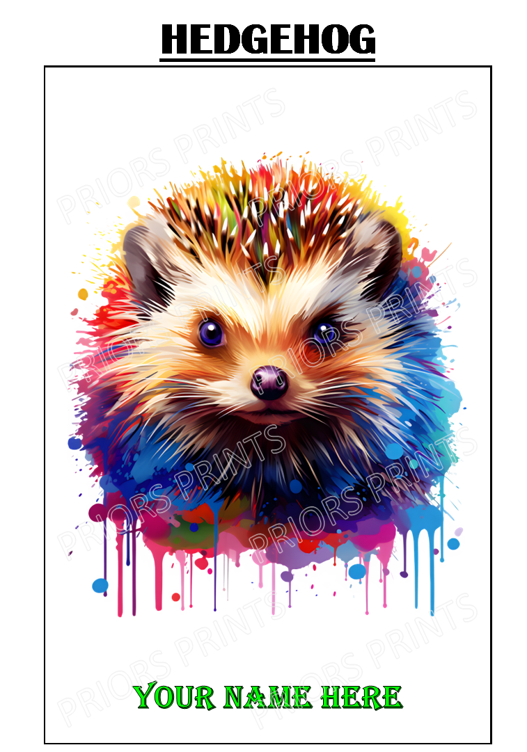 Animal Ink Splash Personalised A4 Name Print
