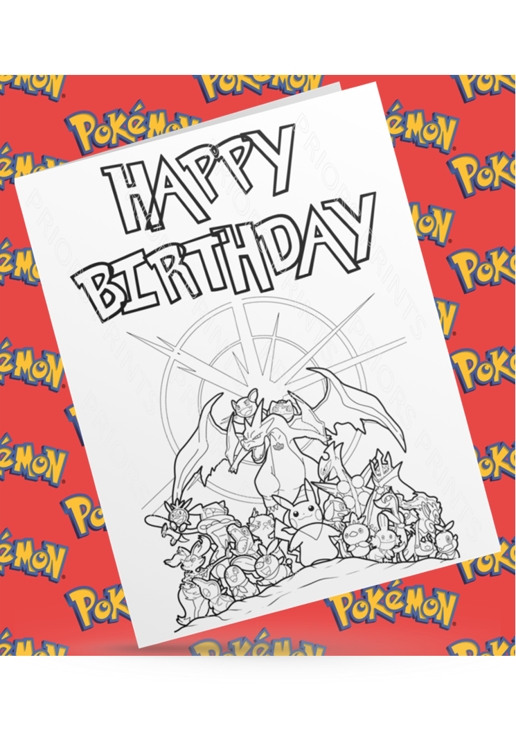 Pokemon- Colour Your Own Birthday Card