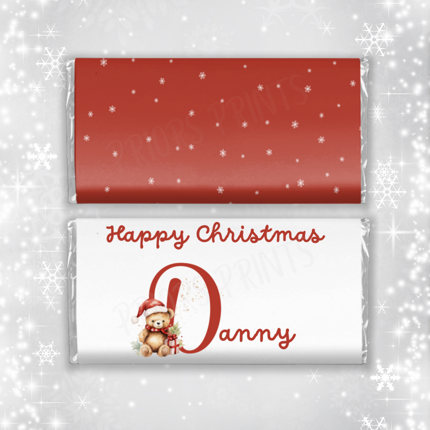 Personalised Teddy Bear Christmas Chocolate Bar Wrapper