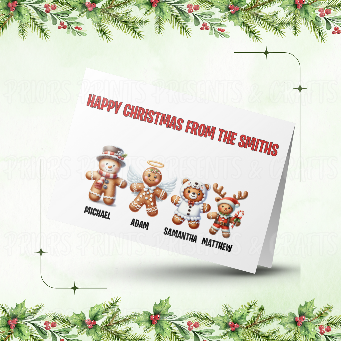 Personalised Gingerbread Family Christmas Card
