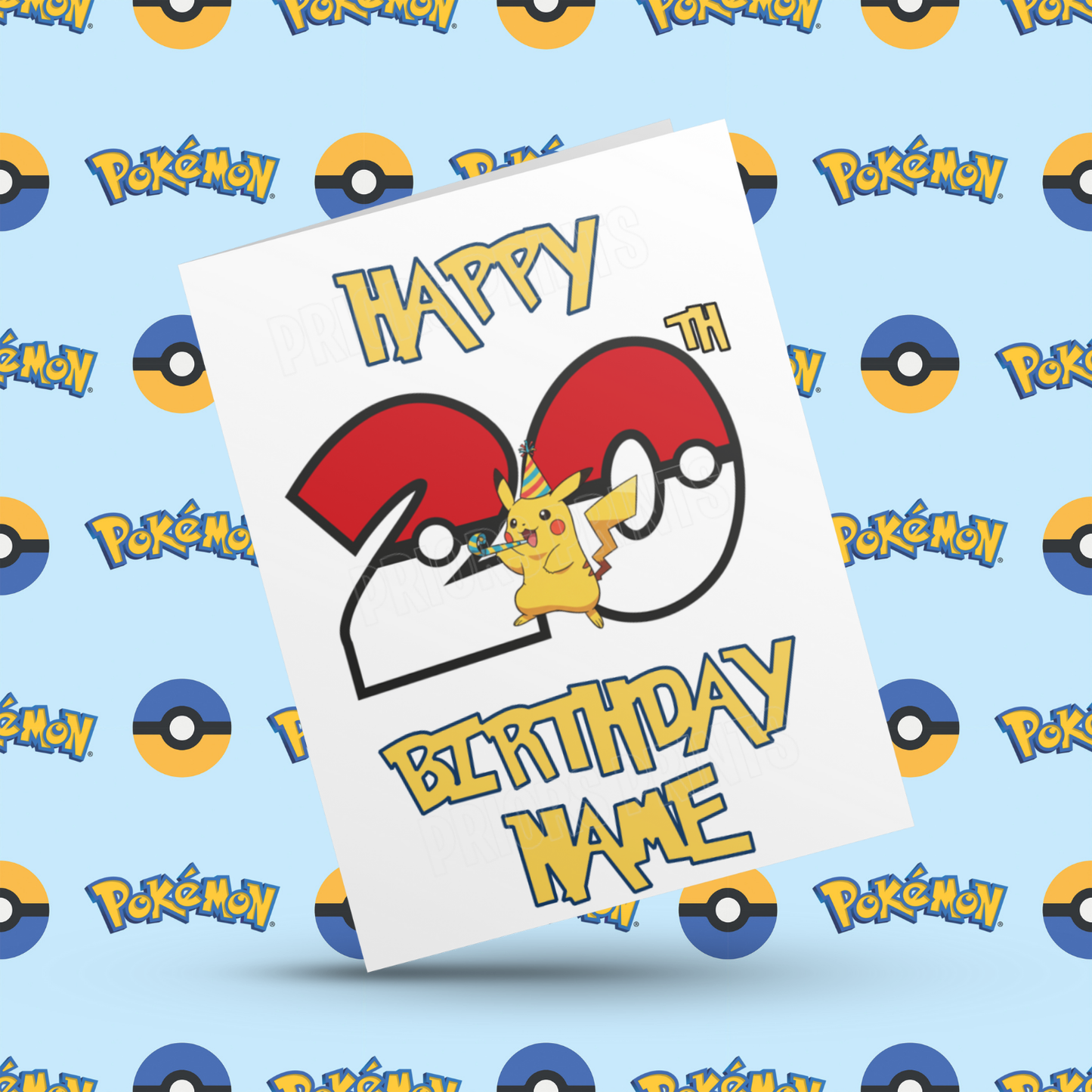 Personalised Pokemon Birthday Card with Age 1-20 Years (Pikachu)
