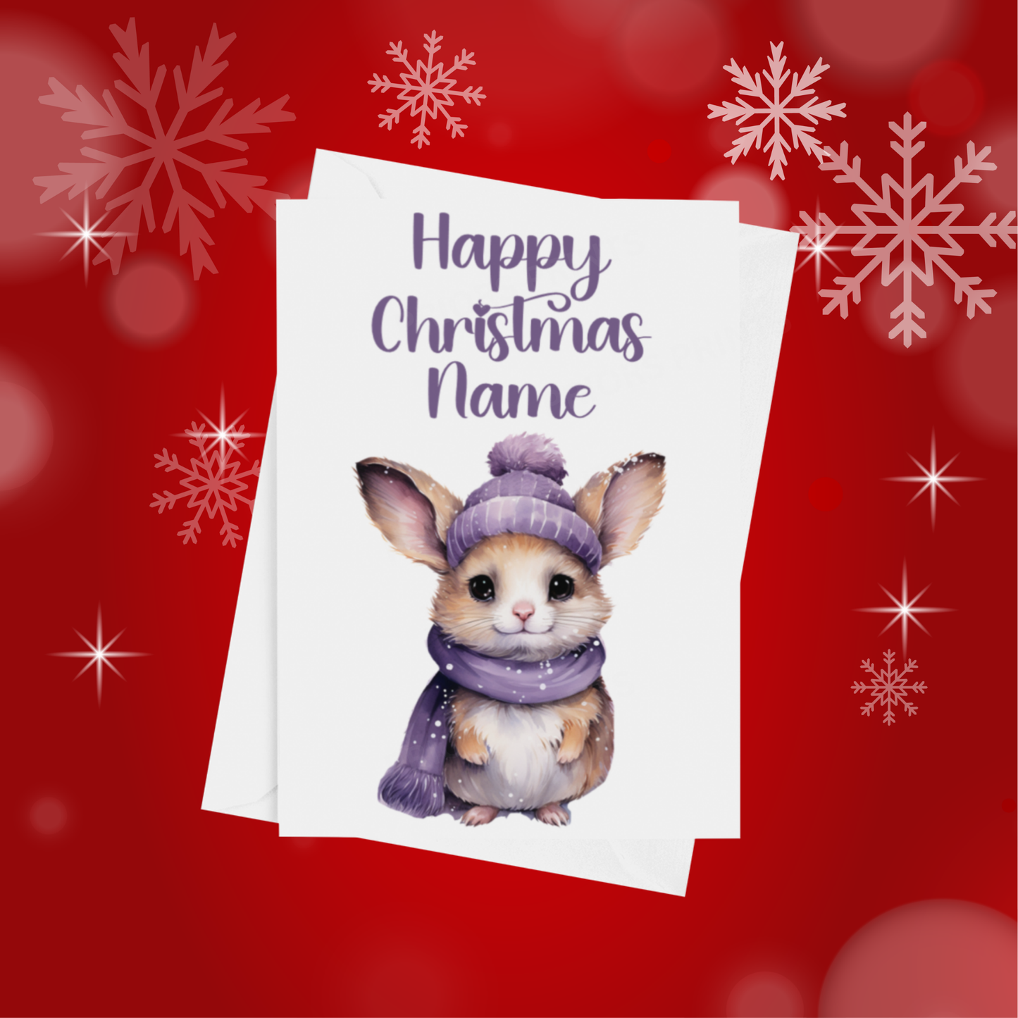 Cute Teal & Purple Personalised Christmas Card