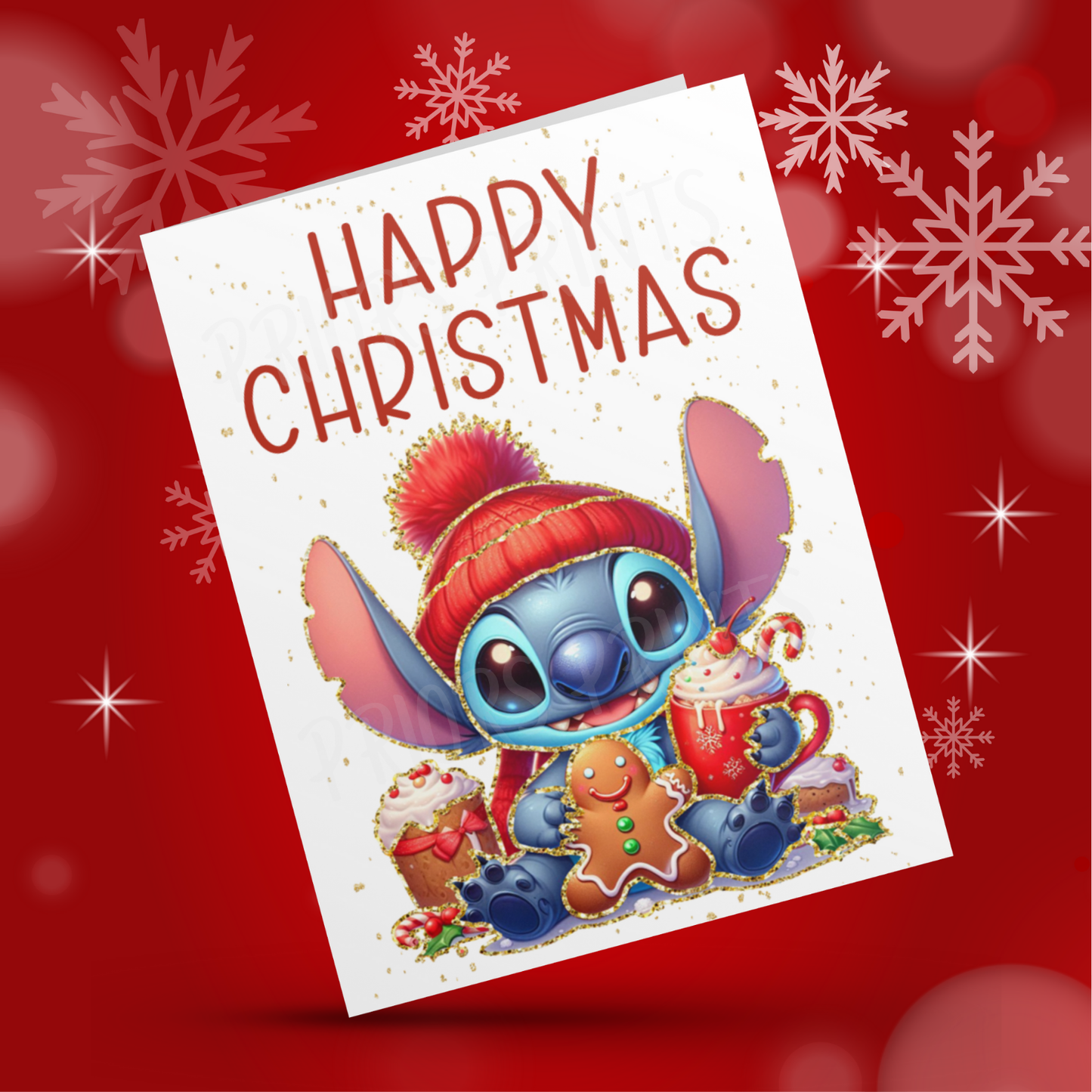 Characters with Gold Outline Christmas Cards
