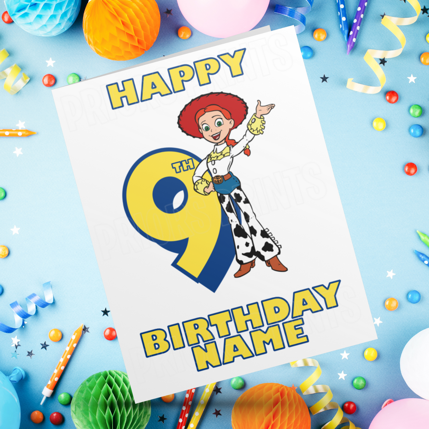 Personalised Jessie Birthday Card with Age 1-9 Years (Toy Story)