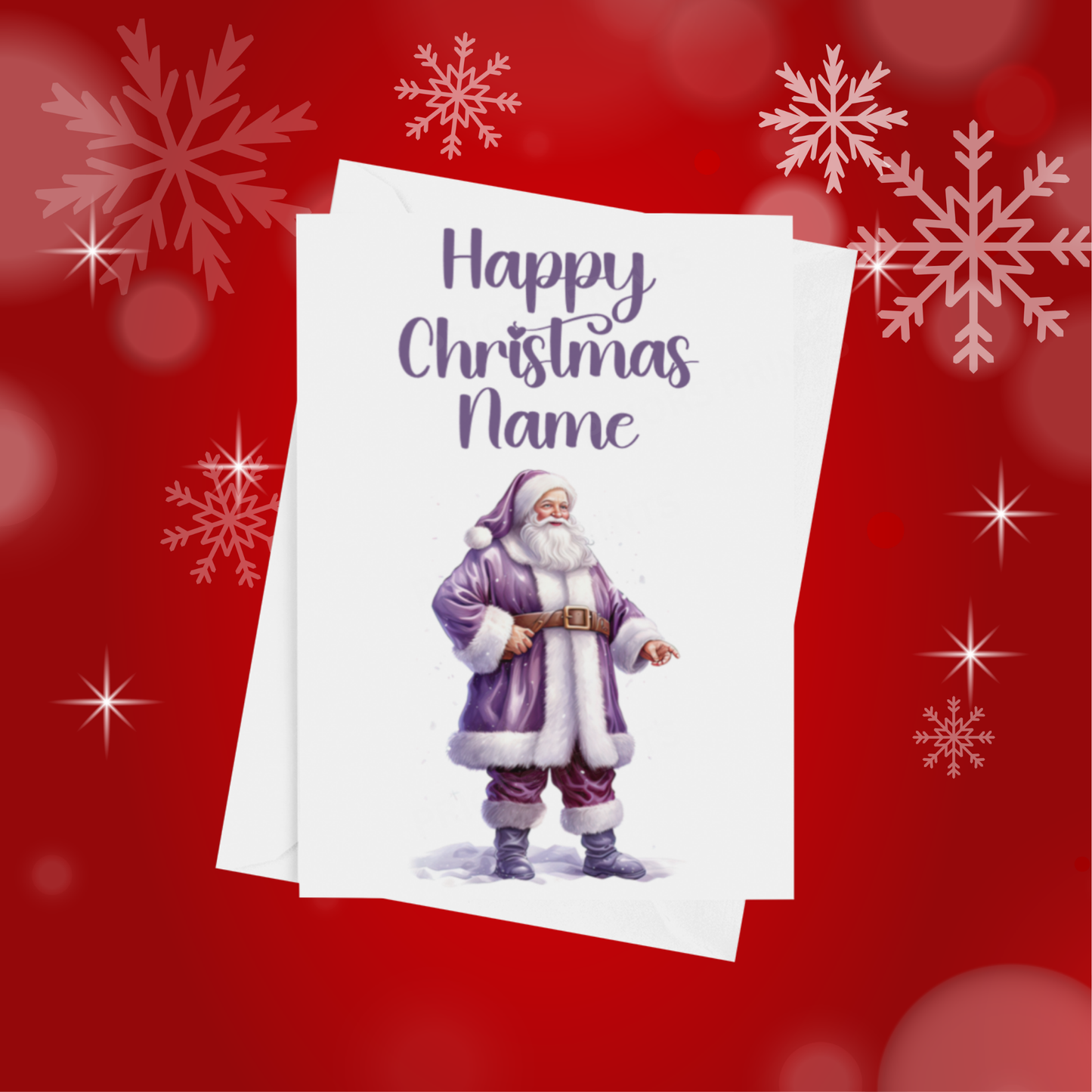 Cute Purple Personalised Christmas Card