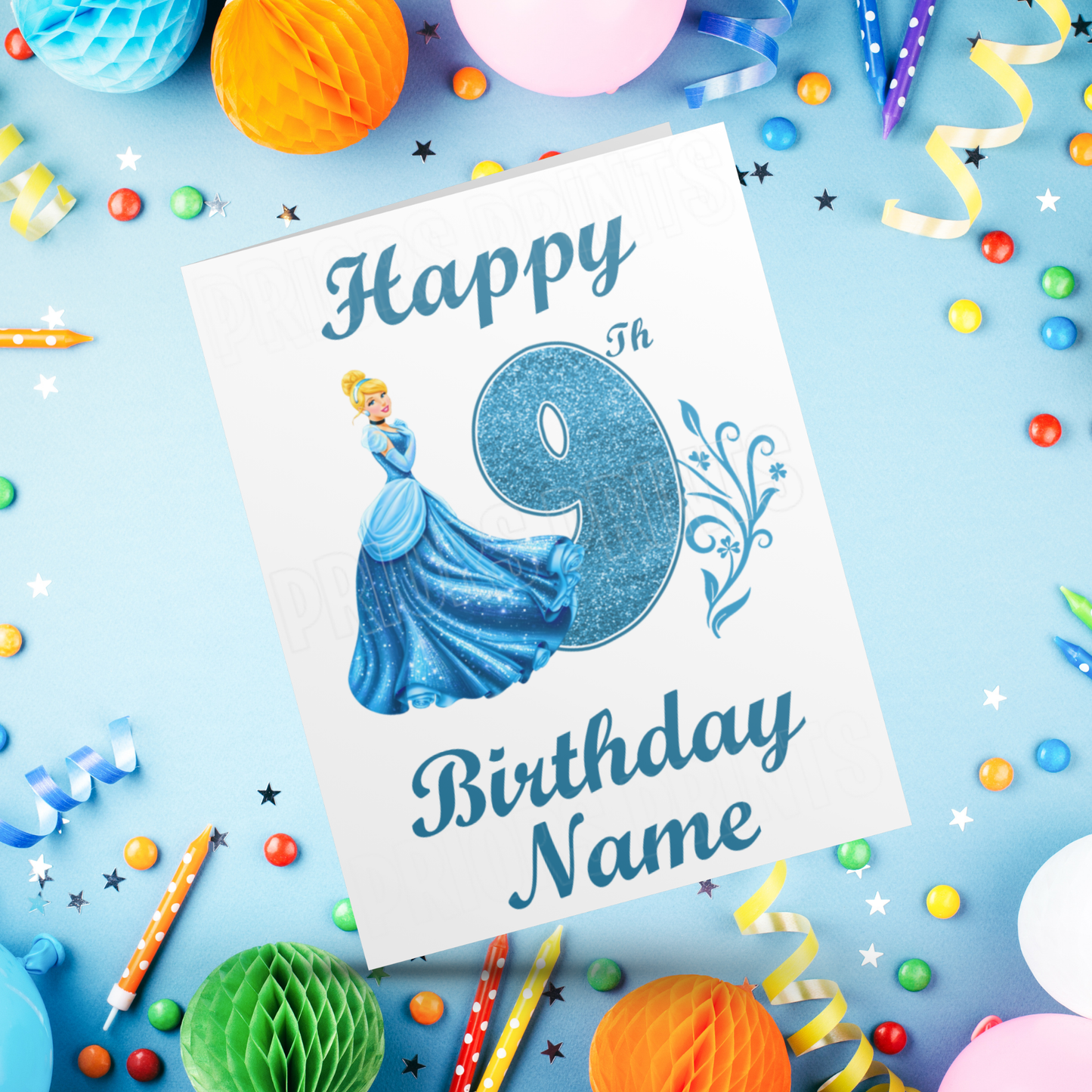 Personalised Cinderella Birthday Card with age 1-9 I Disney I Princess