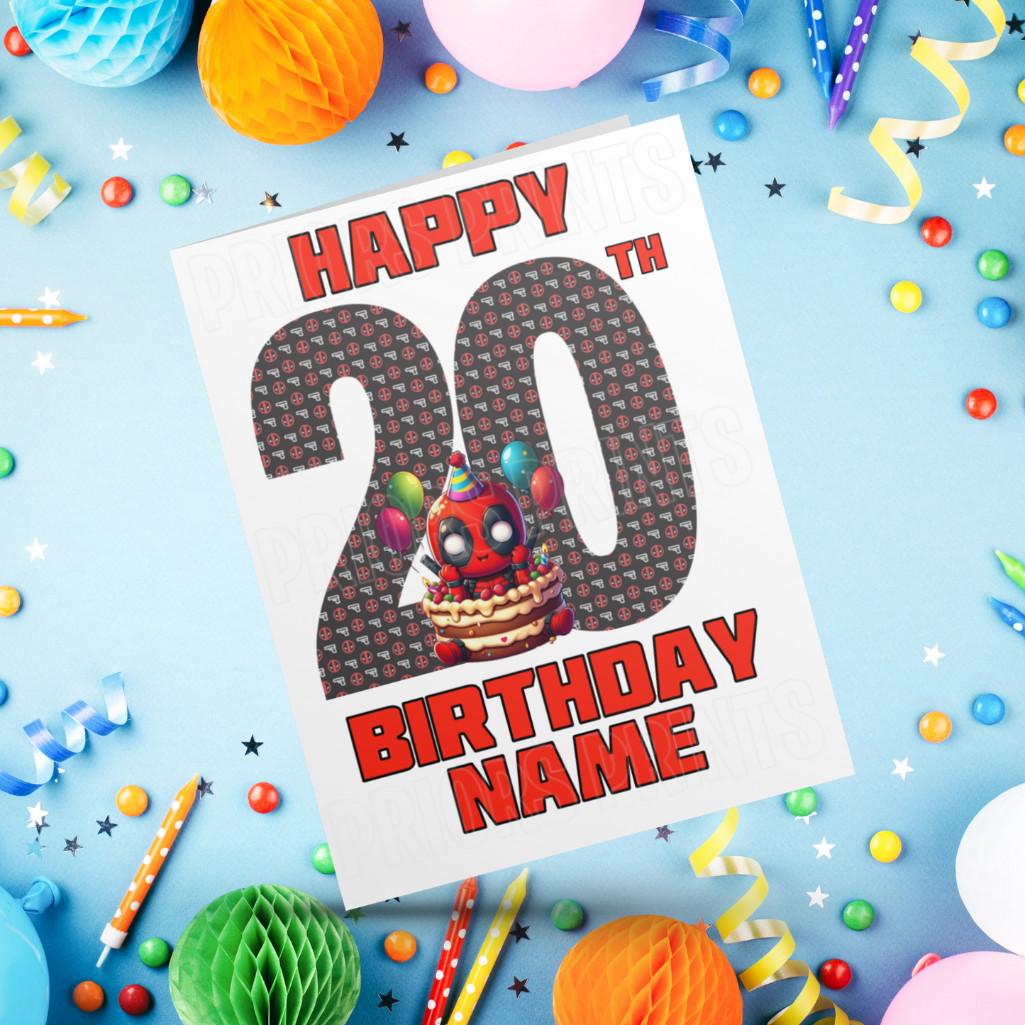 Personalised Deadpool Birthday Card with Age 5-20 Years (Marvel)
