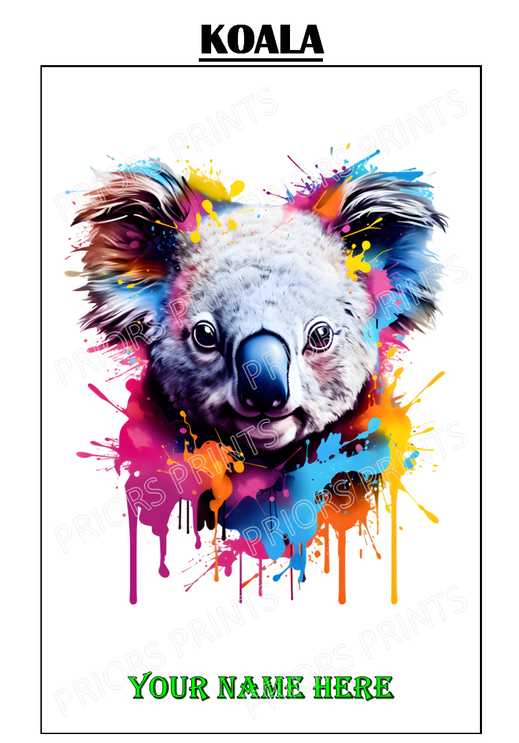 Animal Ink Splash Personalised A4 Name Print