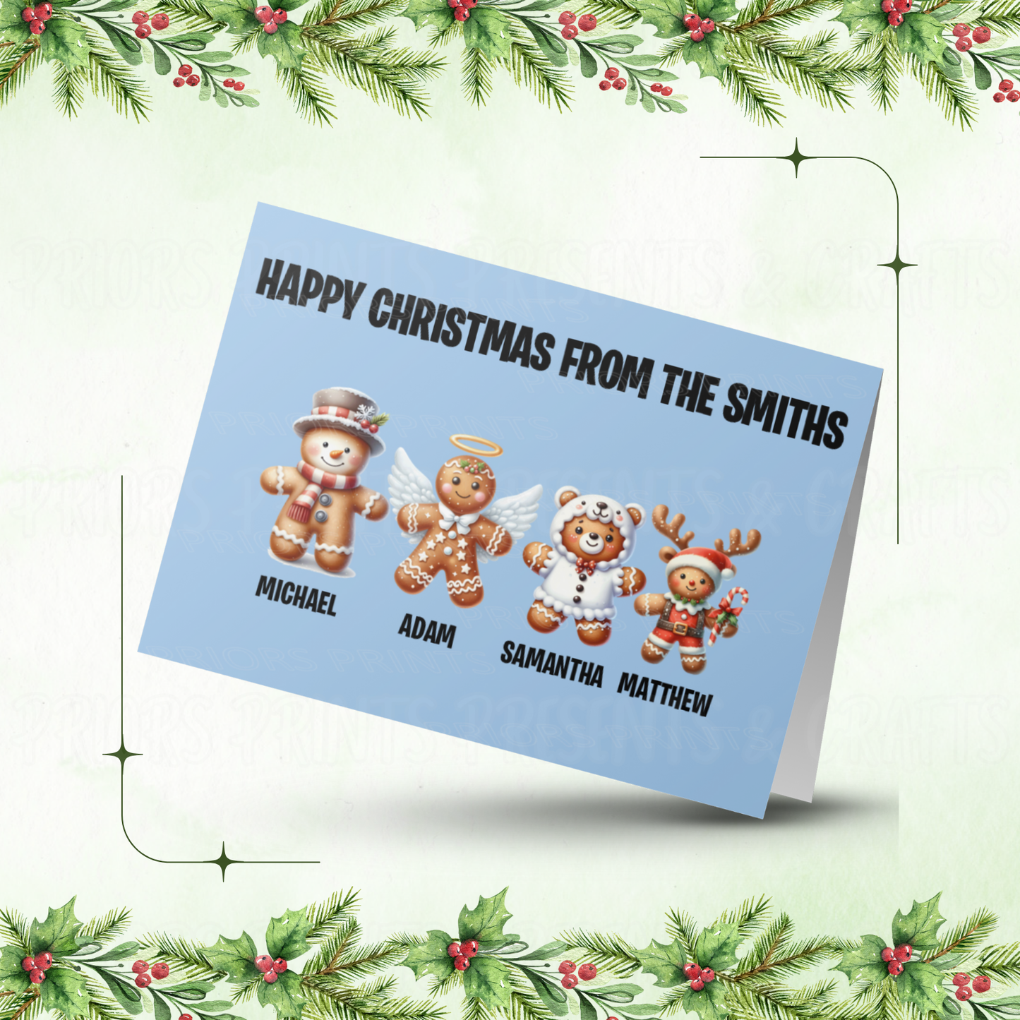 Personalised Gingerbread Family Christmas Card