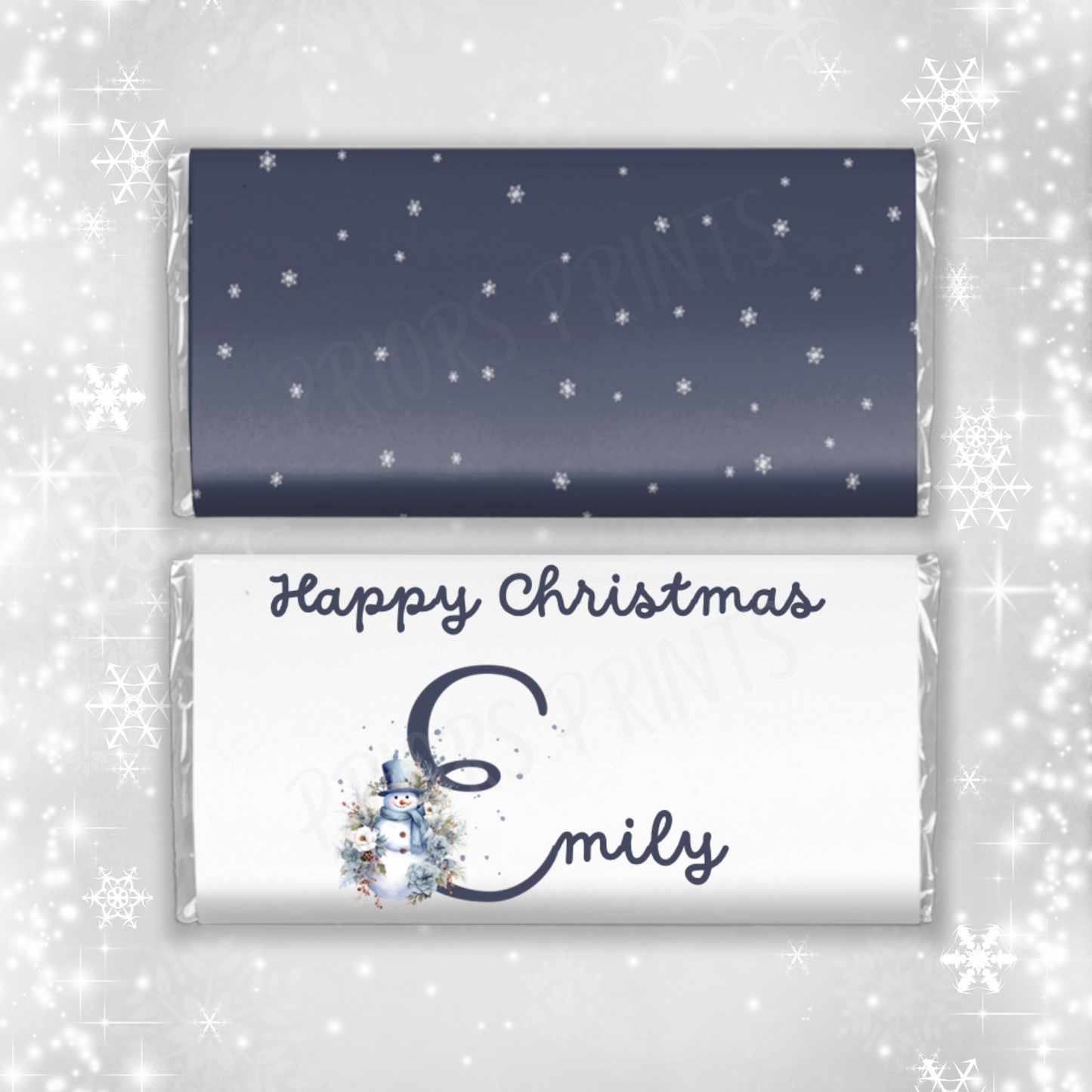 Personalised Snowman Christmas Chocolate Bar Wrapper
