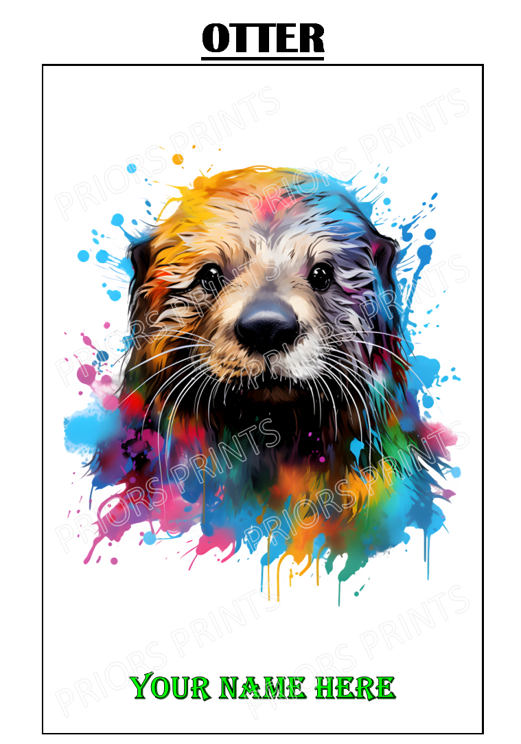Animal Ink Splash Personalised A4 Name Print