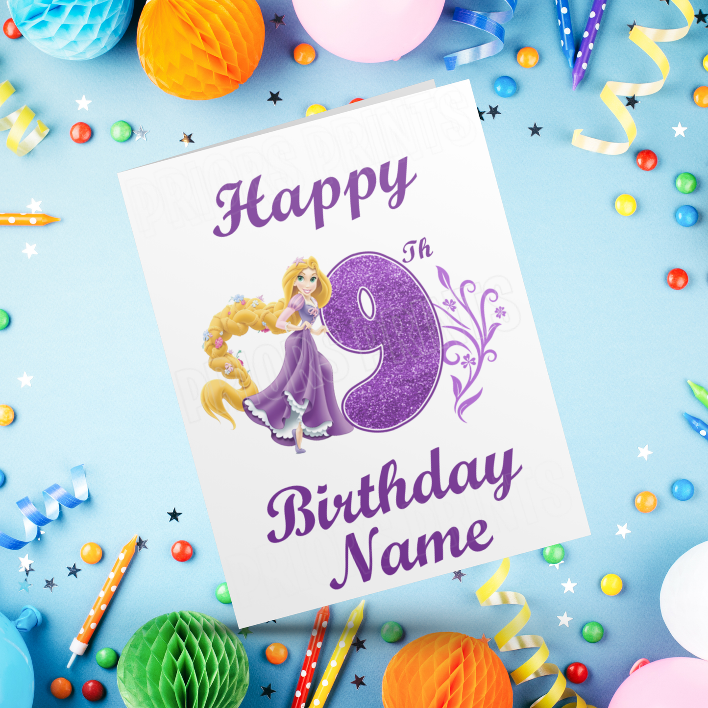 Personalised Rapunzel Birthday Card with age 1-9 I Disney I Tangled I Princess