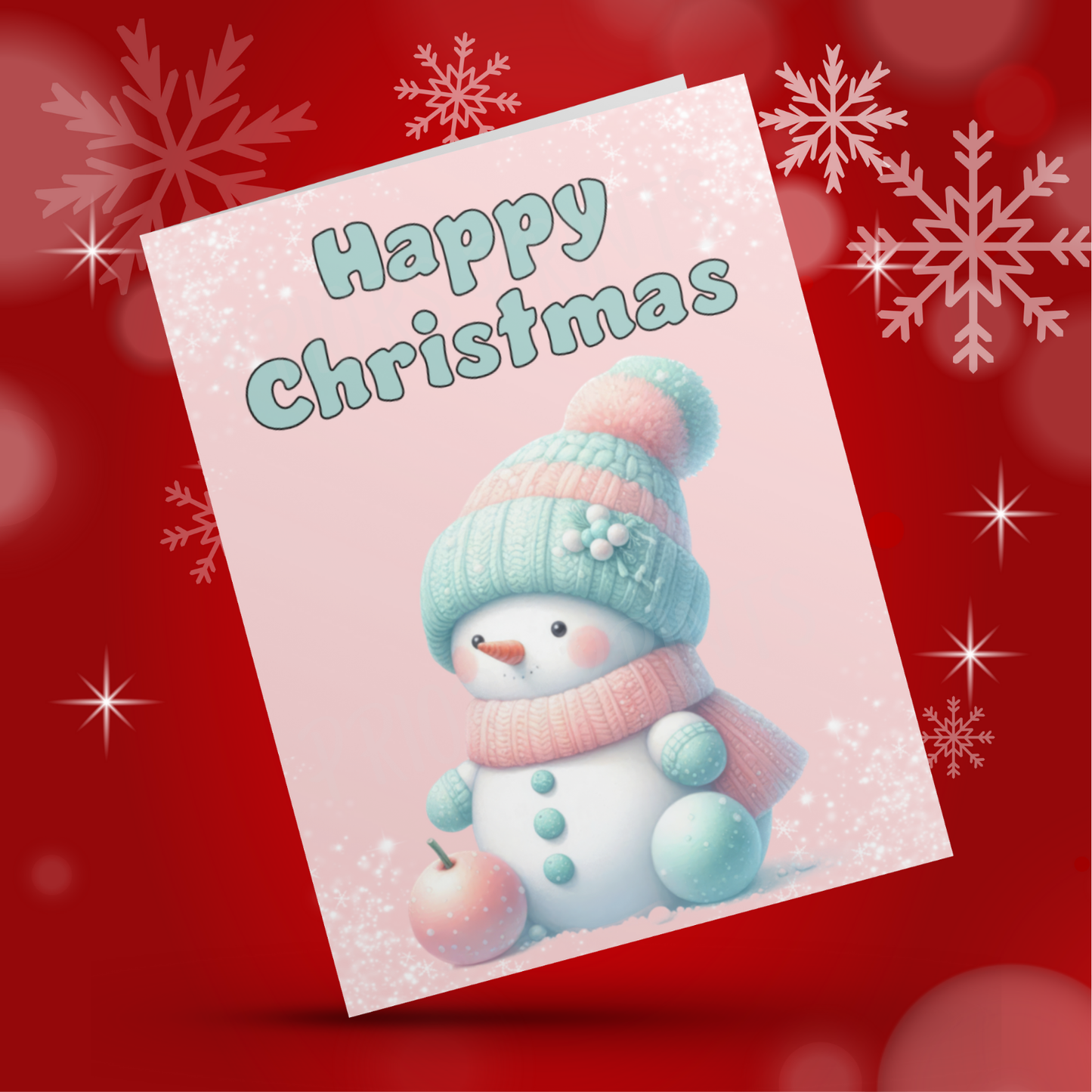 Light Pink & Green Christmas Card
