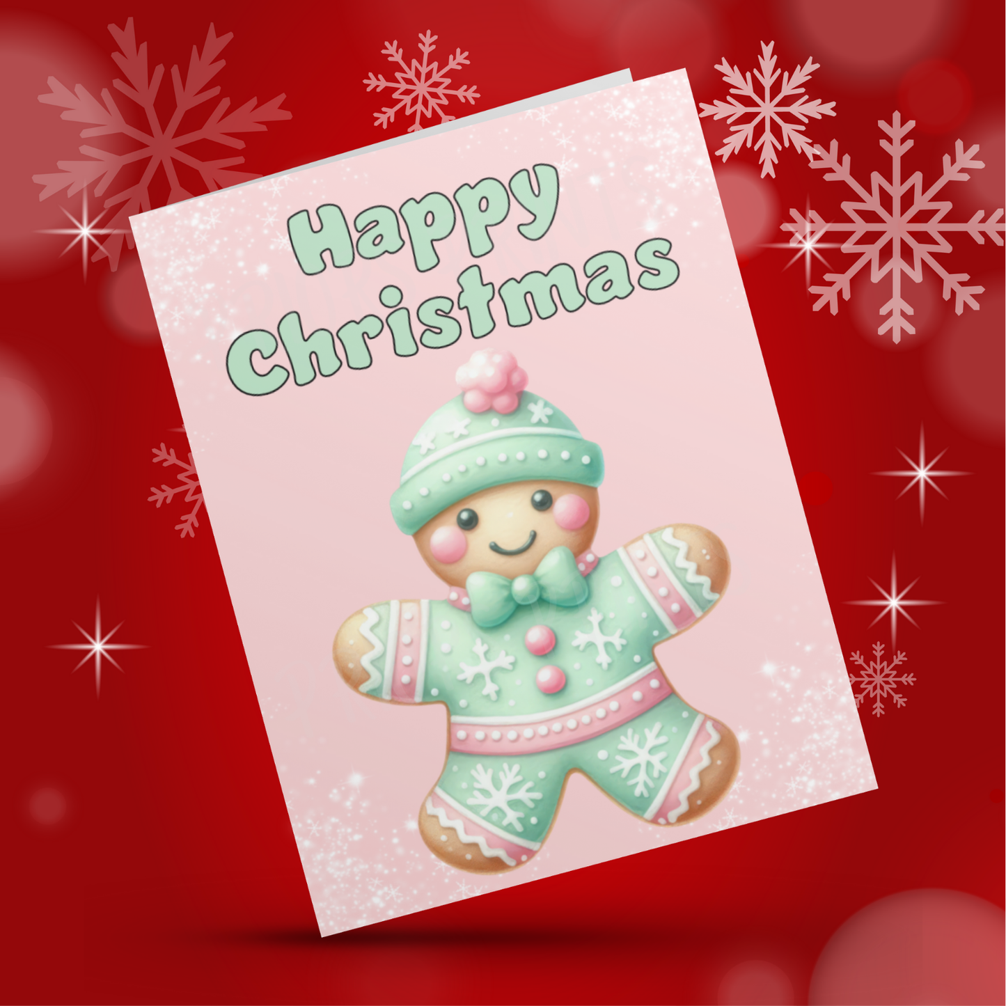Light Pink & Green Christmas Card