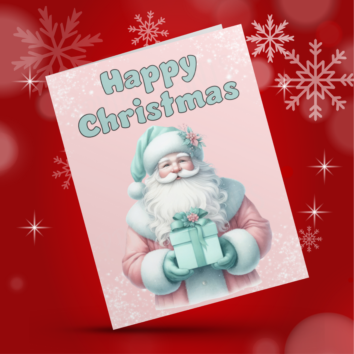 Light Pink & Green Christmas Card