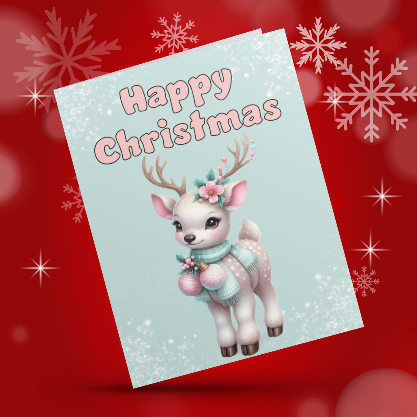 Light Pink & Green Christmas Card