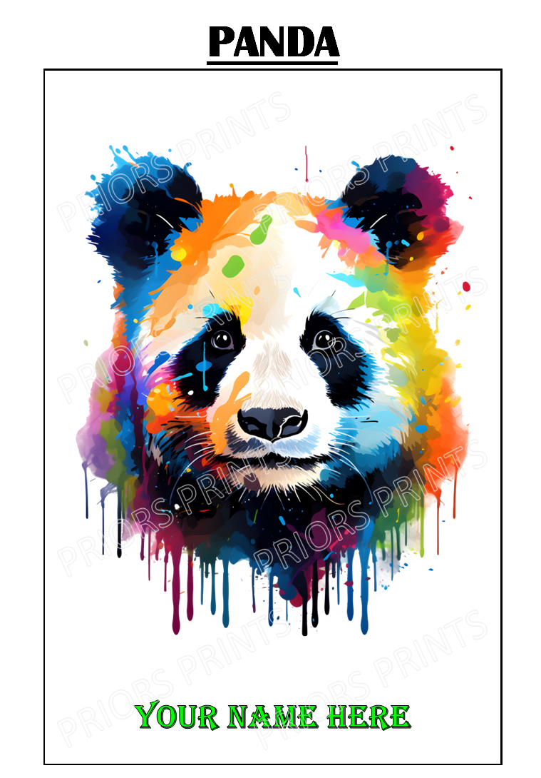 Animal Ink Splash Personalised A4 Name Print