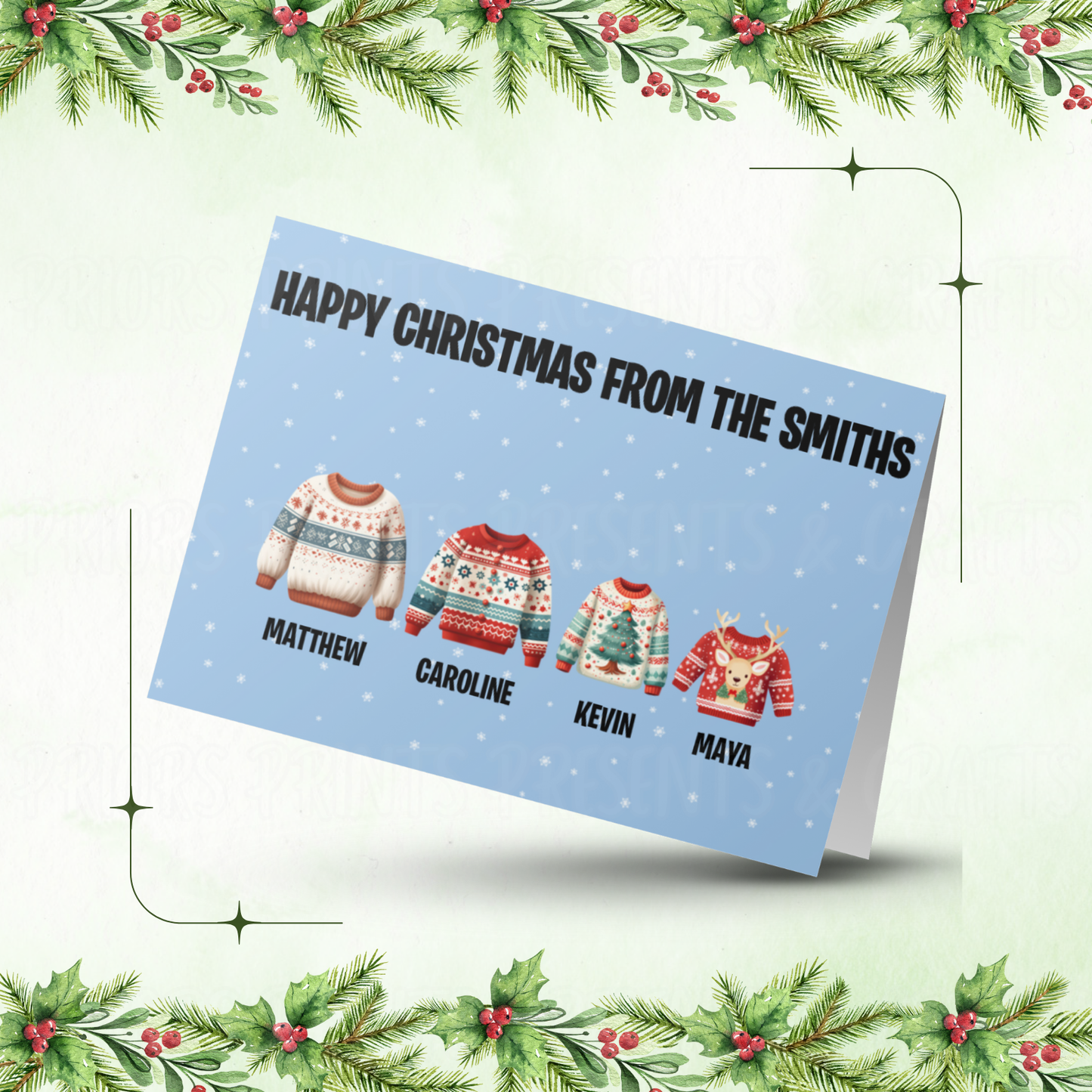Personalised Jumper Family Christmas Card