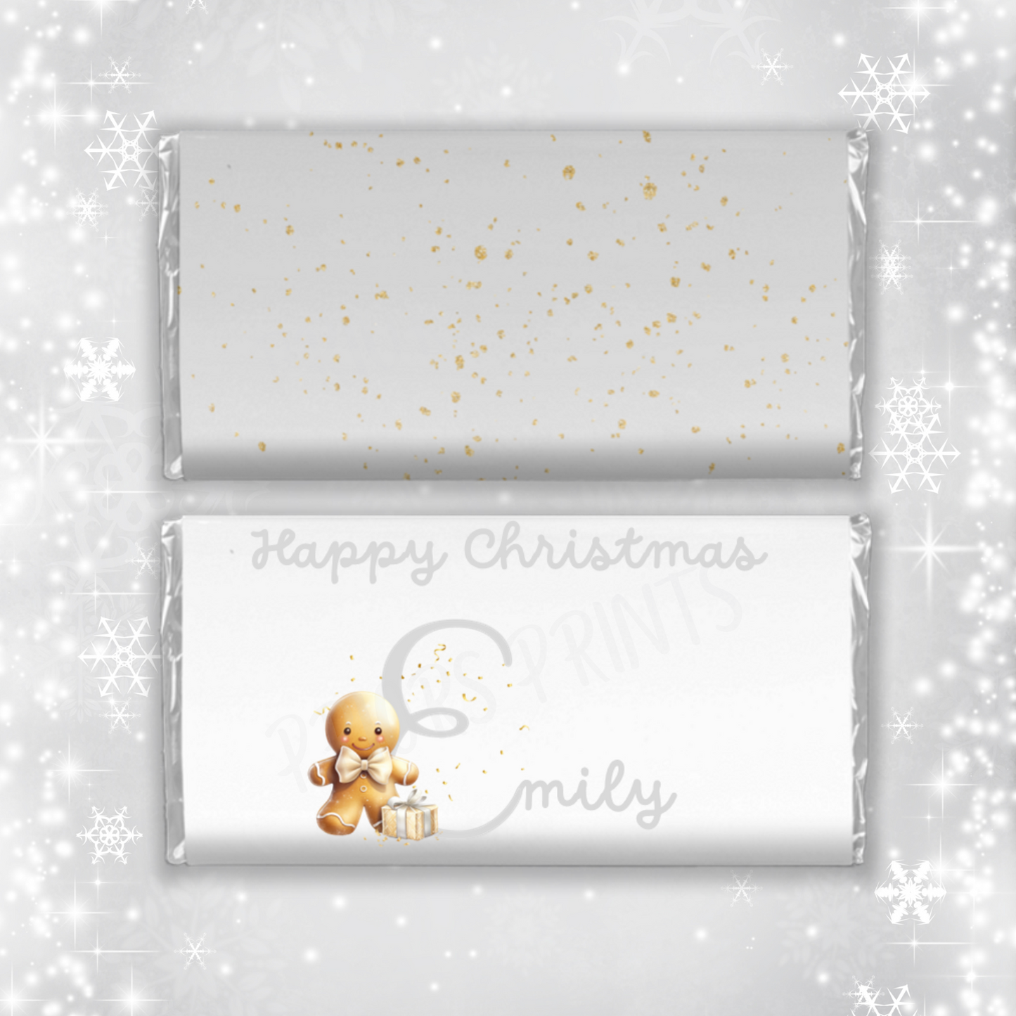 Personalised Gingerbread Person Christmas Chocolate Bar Wrapper