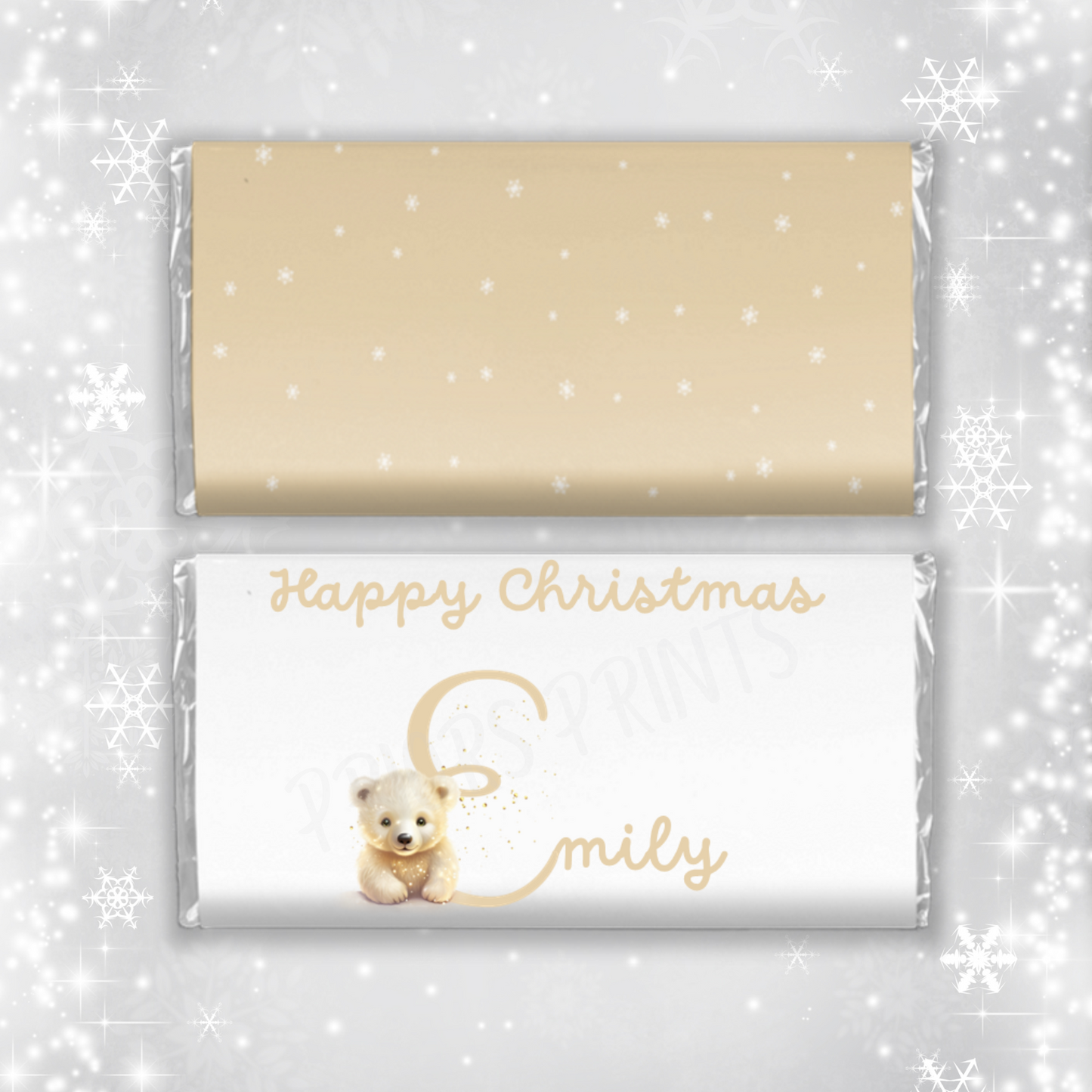 Personalised Polar Bear Christmas Chocolate Bar Wrapper