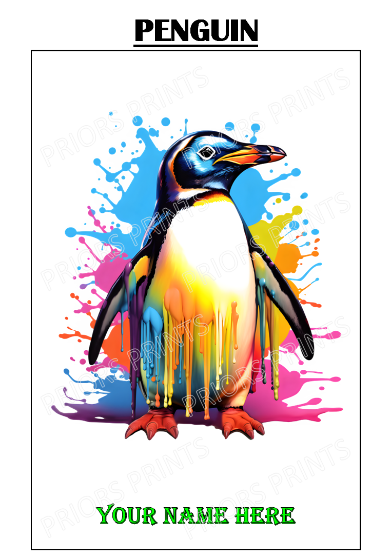 Animal Ink Splash Personalised A4 Name Print