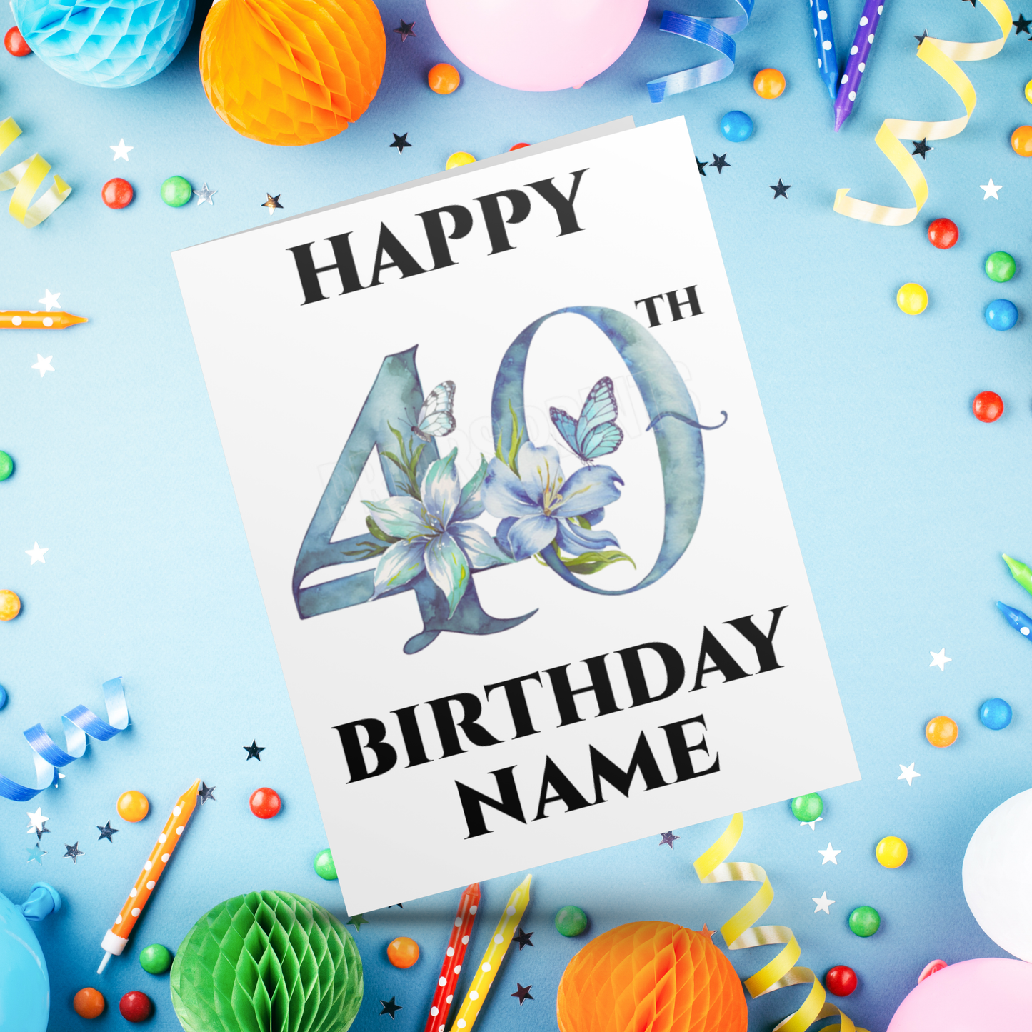 Personalised Blue Butterfly Milestone Birthday Card I 18th I 21st I 30th I 40th I 50th I 60th I 70th I 80th I 90th