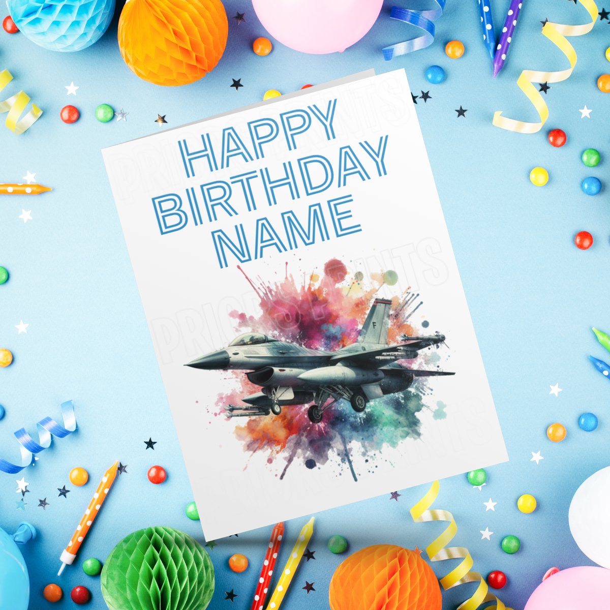 Personalised F16 Plane Birthday Card