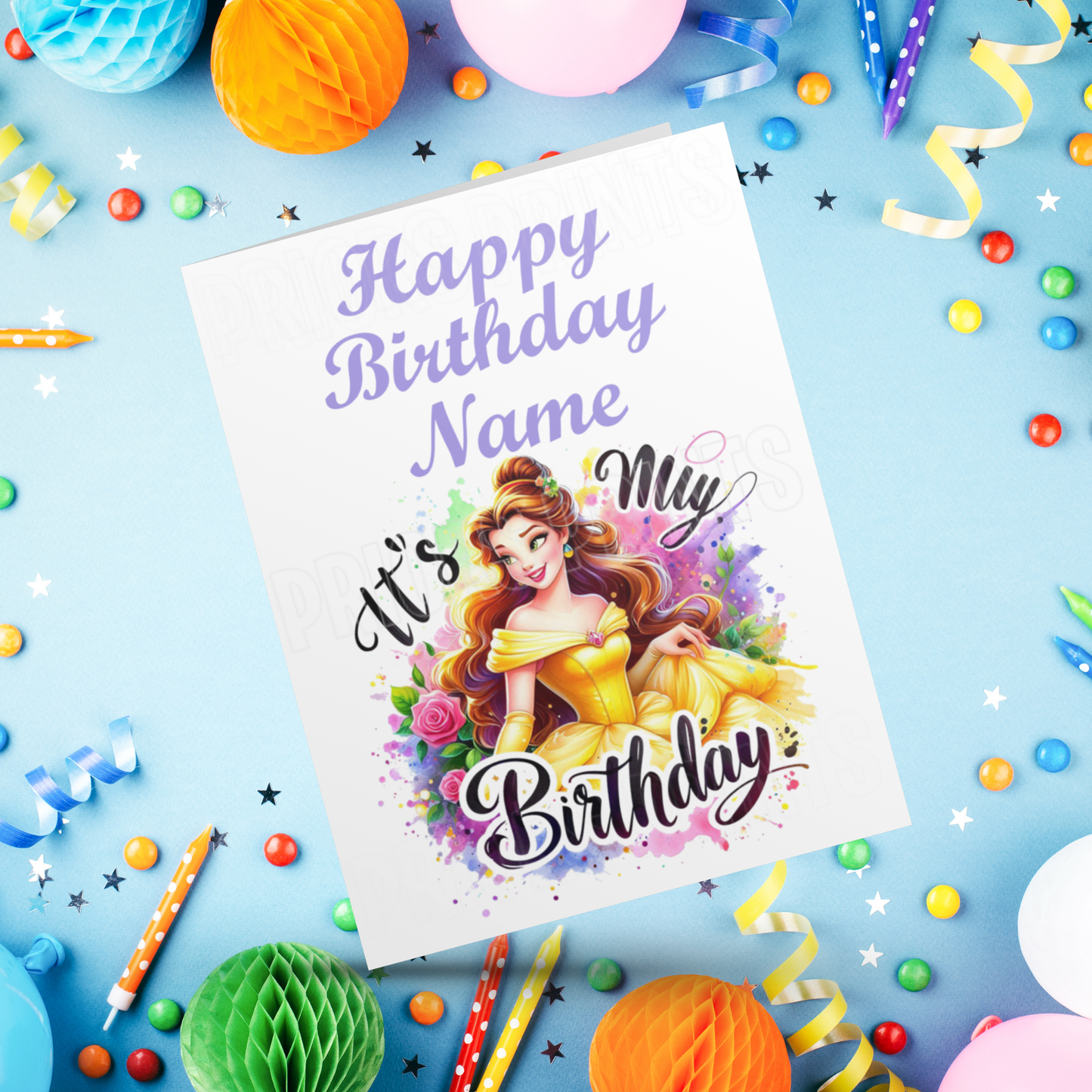 Personalised Belle Birthday Card I Beauty and The Beast