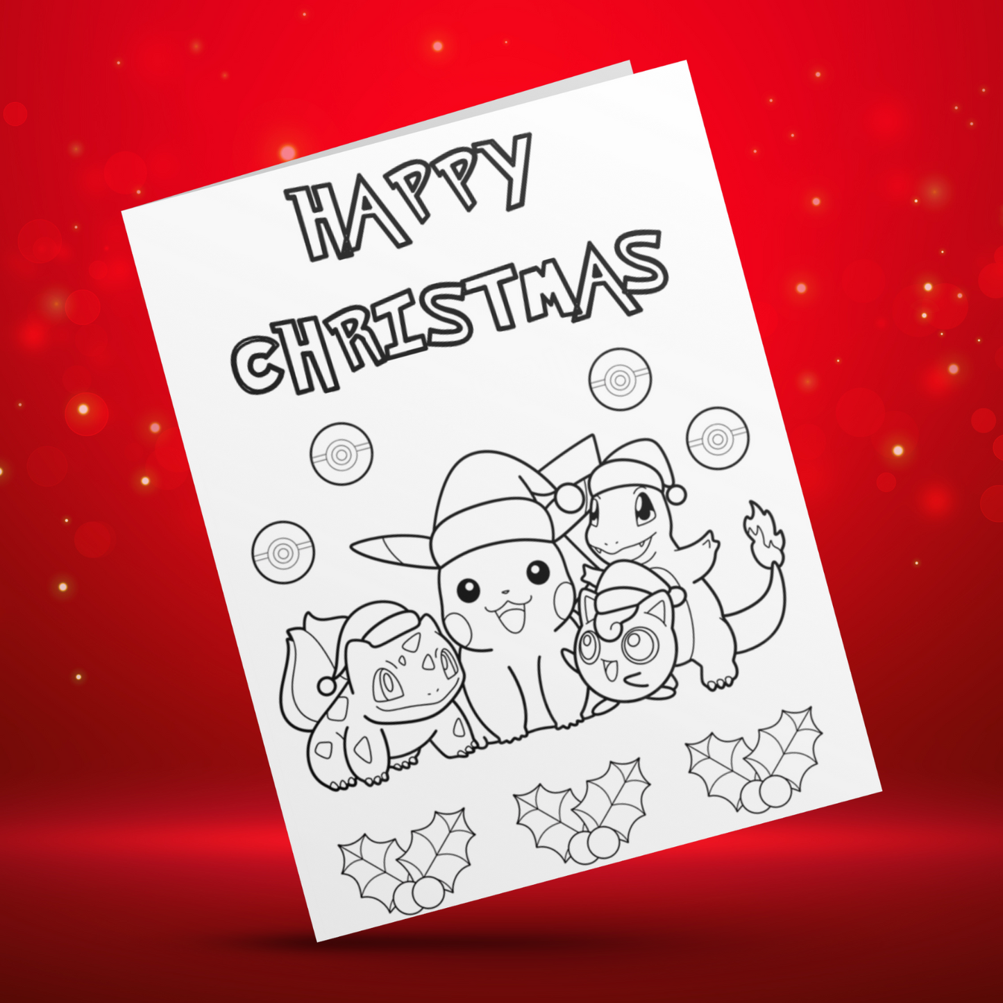 Colour Your Own Pokemon Christmas Card