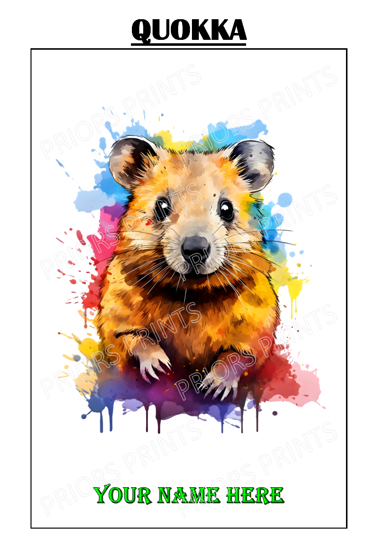 Animal Ink Splash Personalised A4 Name Print