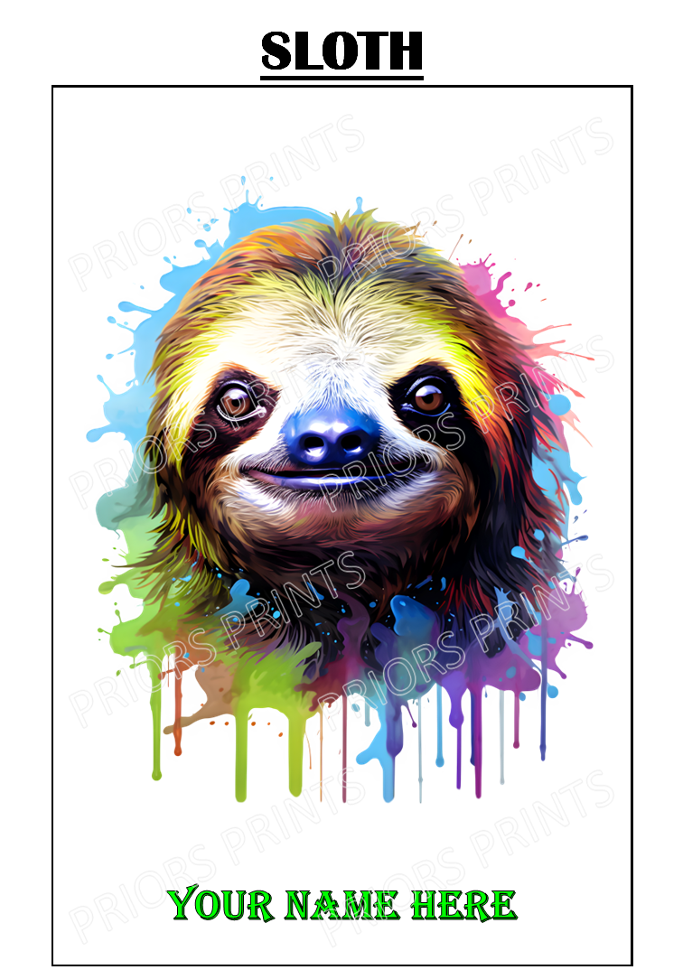Animal Ink Splash Personalised A4 Name Print
