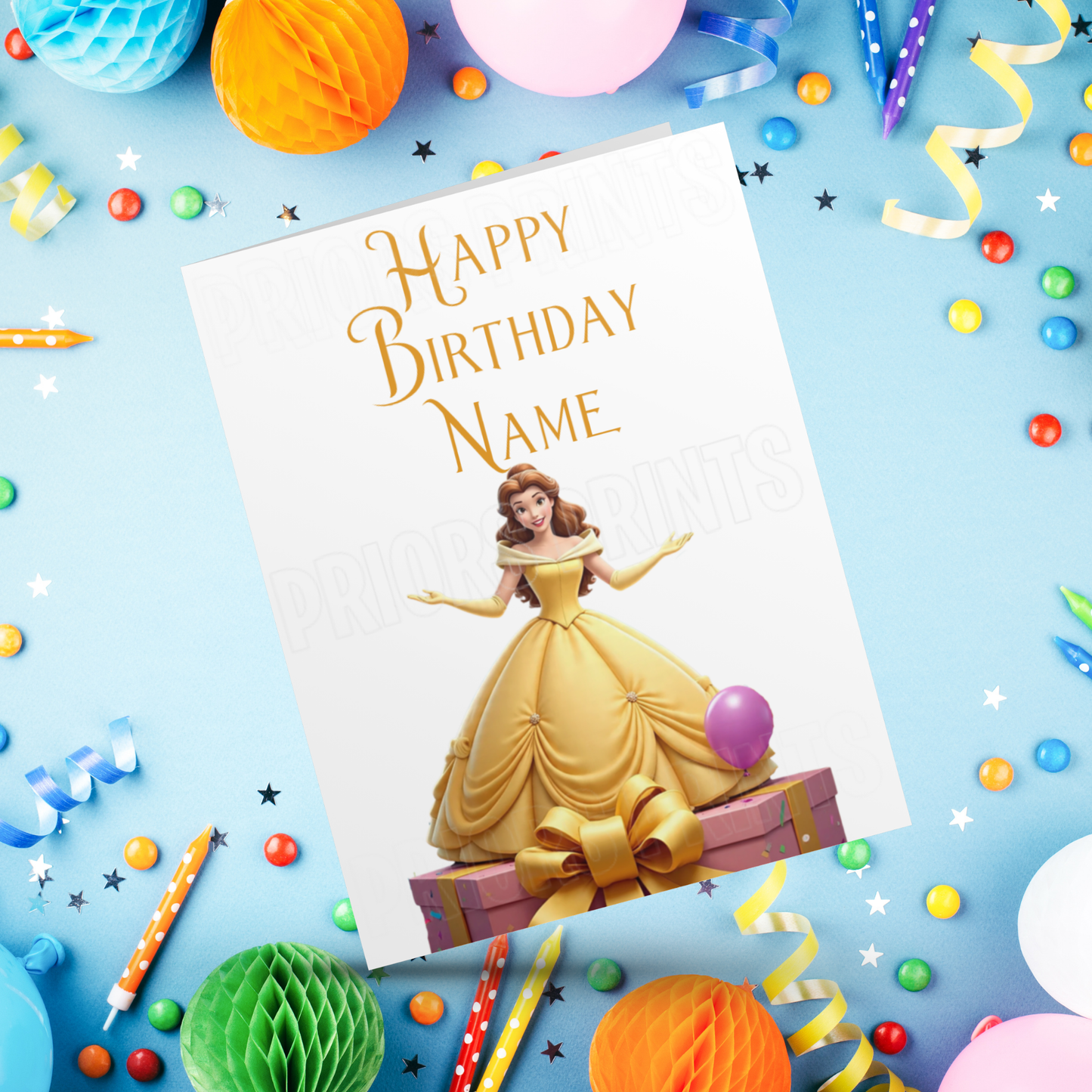 Personalised Cute Belle Birthday Card I Beauty and The Beast